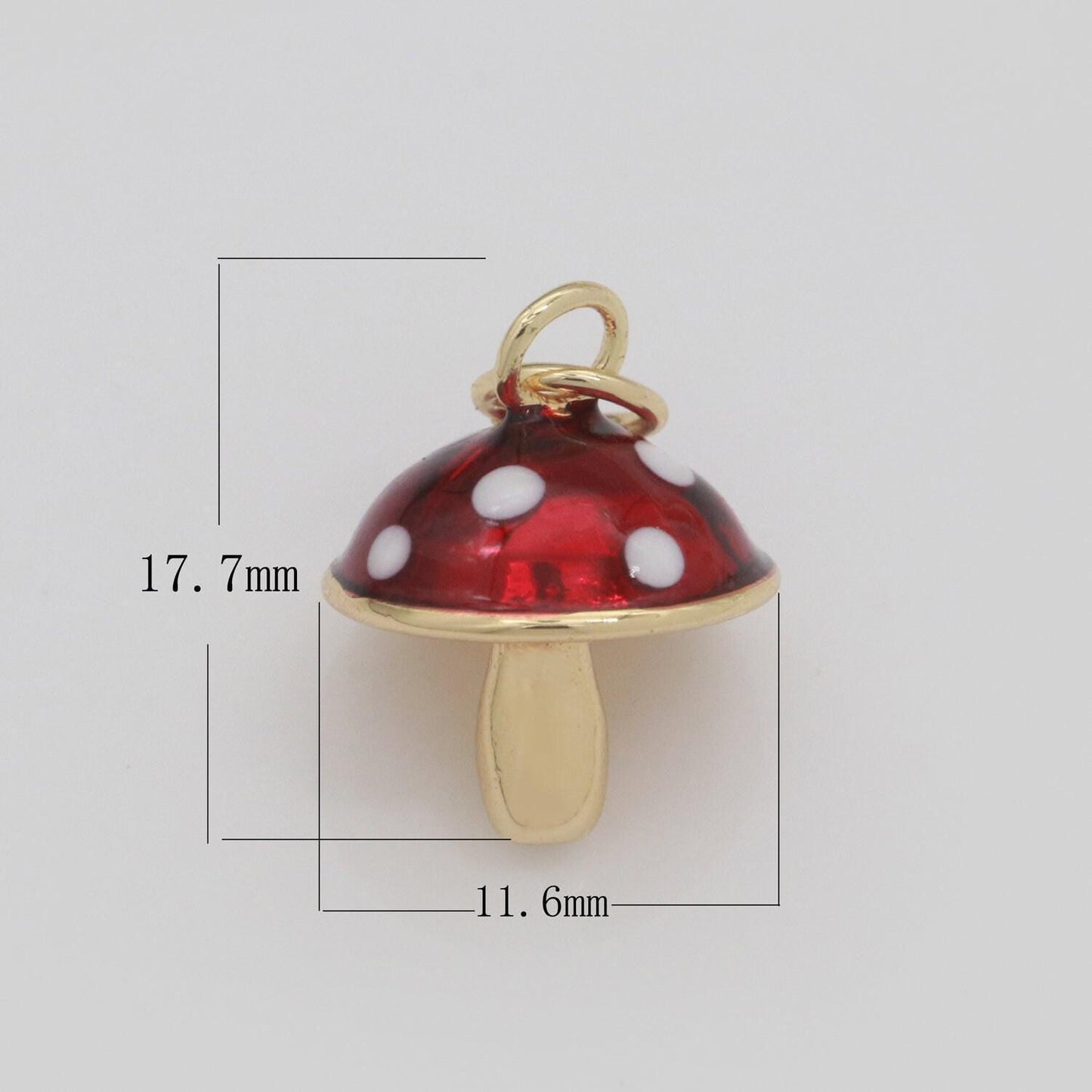 Dainty gold filled magic mushroom charm red mushroom pendant novelty, fungi jewelry, mushroom gift funky for bracelet necklace earring m-606