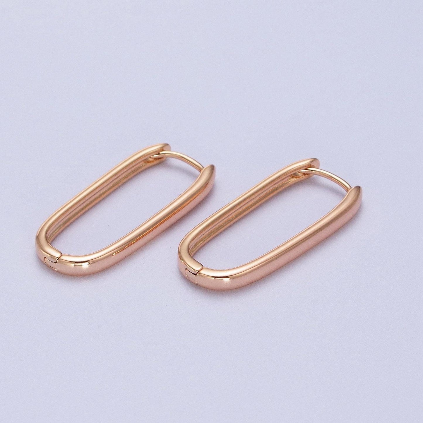 Dainty gold filled oblong rectangle hoop earring, gold u shape huggie hoop earring lever back earring minimalist jewelry hypoallergenicad304