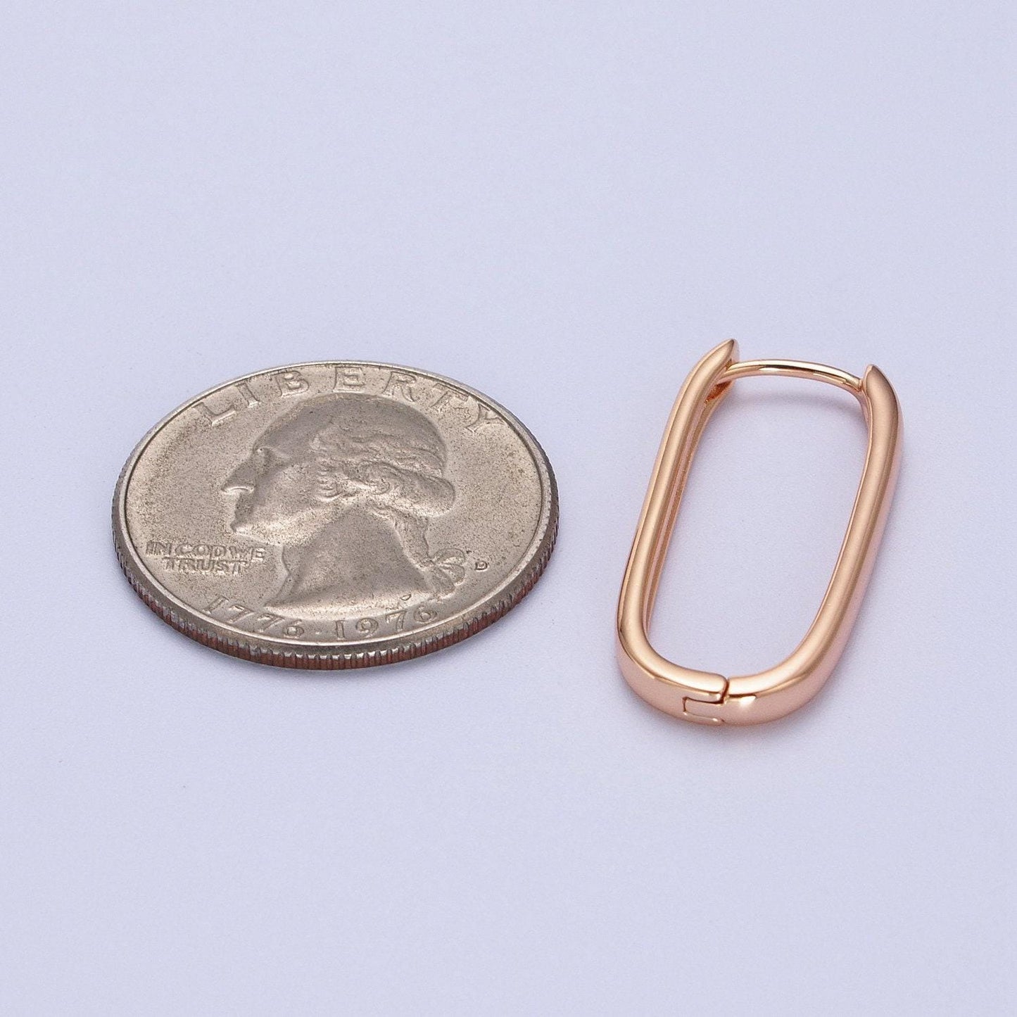 Dainty gold filled oblong rectangle hoop earring, gold u shape huggie hoop earring lever back earring minimalist jewelry hypoallergenicad304