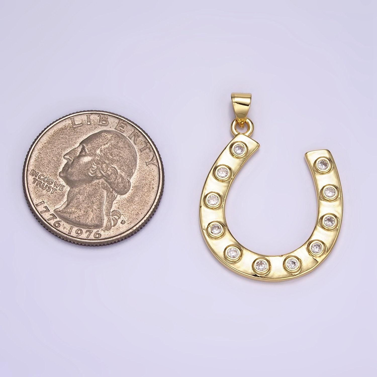 Dainty horseshoe charm in 14k gold filled cubic lucky charm pendant, horse shoe for necklace bracelet earrings jewelry making supply aa072