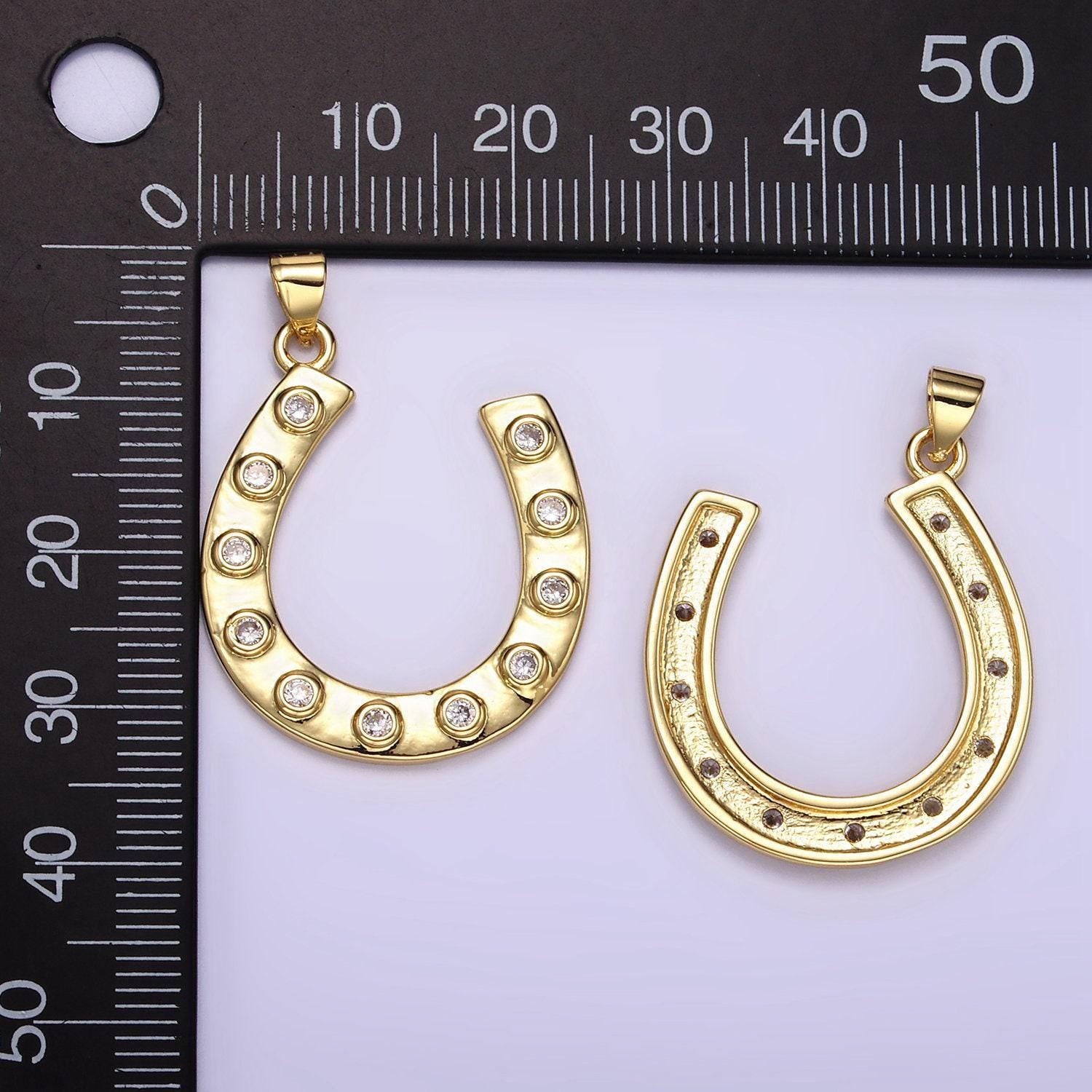 Dainty horseshoe charm in 14k gold filled cubic lucky charm pendant, horse shoe for necklace bracelet earrings jewelry making supply aa072