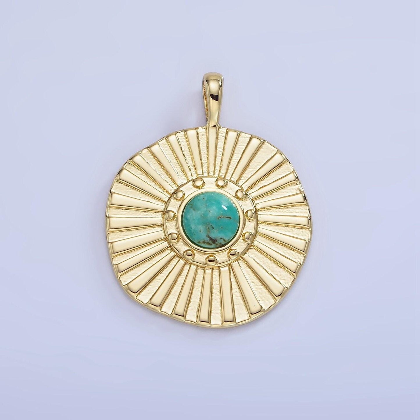 14k gold filled red carnelian round sunburst charm turquoise bead stone medallion charm necklace bracelet supply | aa-1256