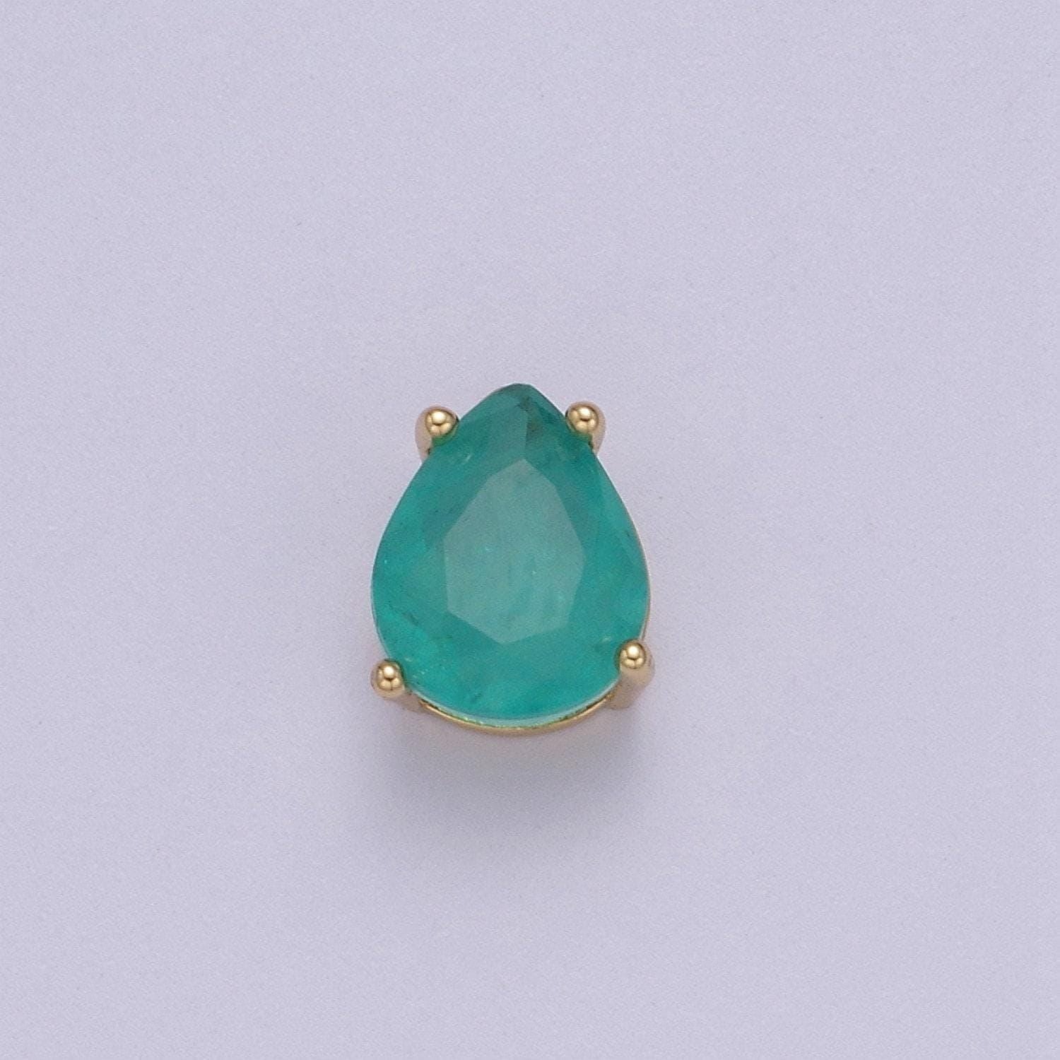 Cubiz zirconia tear drop beads - 10mm small cz aqua green teardrop jewelry gold beads spacer for bracelet necklace supply, b-463