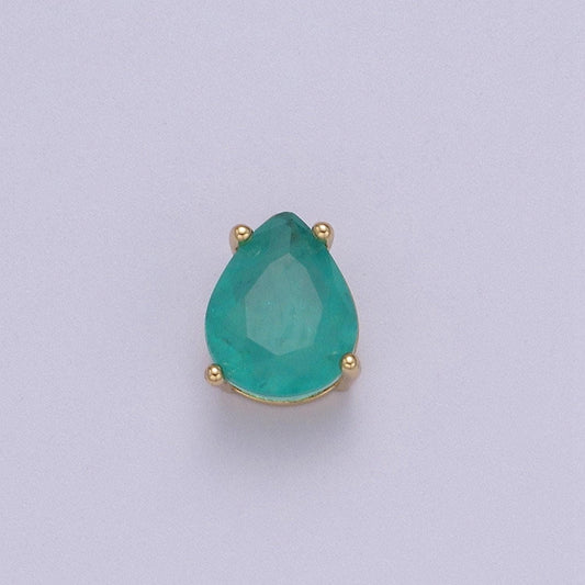 Cubiz zirconia tear drop beads - 10mm small cz aqua green teardrop jewelry gold beads spacer for bracelet necklace supply, b-463
