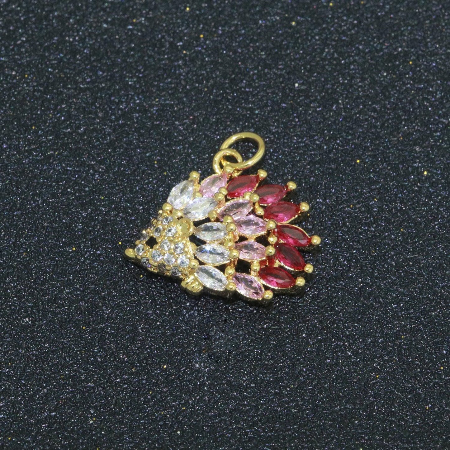 Mini gold porcupine charms adorable red cz porcupine animal charms wildlife charms jewelry supplies m695