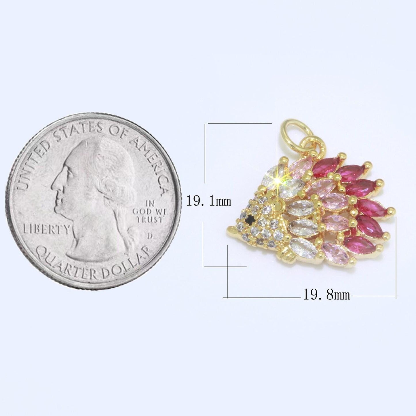 Mini gold porcupine charms adorable red cz porcupine animal charms wildlife charms jewelry supplies m695