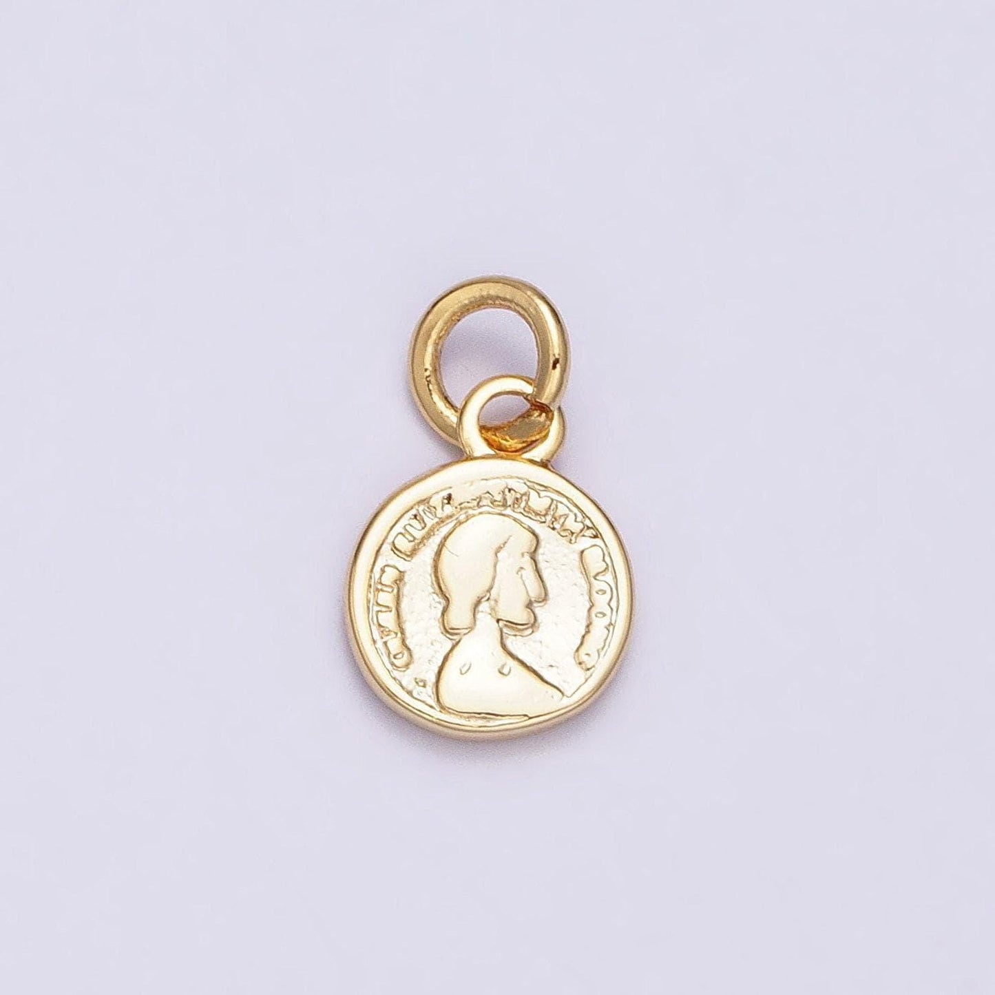 Dainty tiny penny round coin medallion pendant charm for bracelet necklace earring jewelry making supplies ac1168