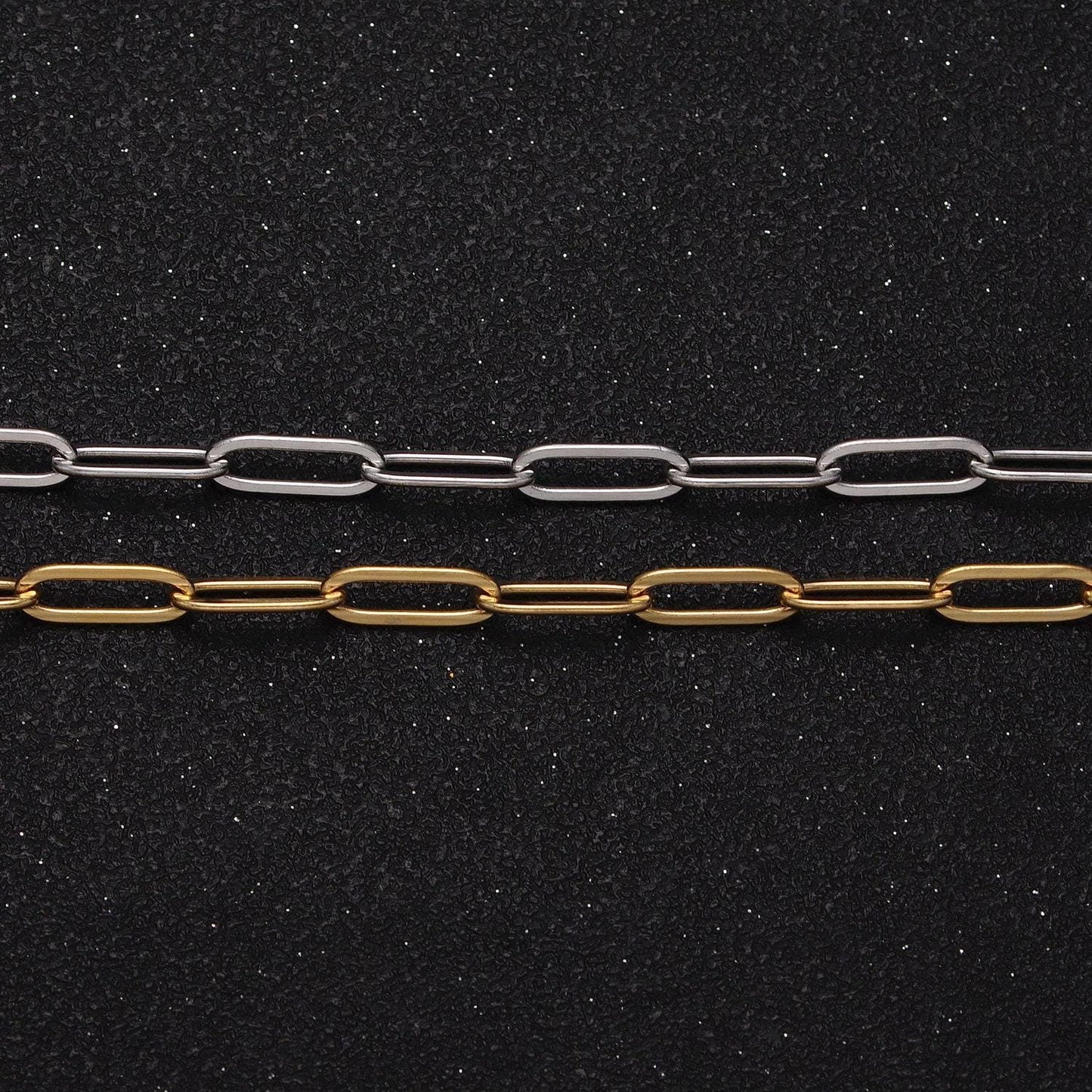 Dainty gold paperclip link chain necklace elongated chain necklace stainless steel chain 17.7 , 20 inch long tarnish resistant chain wa1619