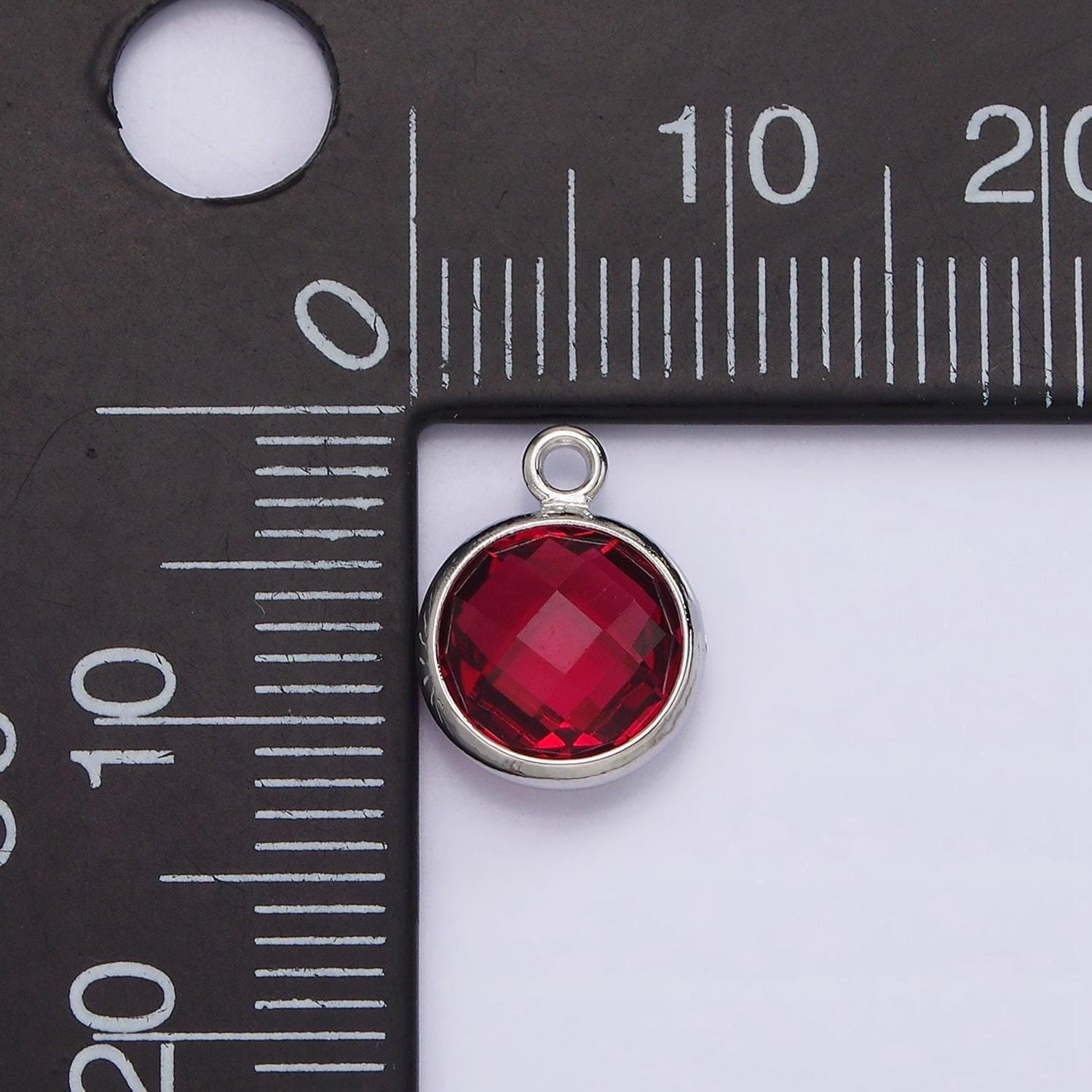 Silver 9mm multifaceted birthstone cz round add-on charm for bracelet necklace earring component jewelry making | n1197 - n1207