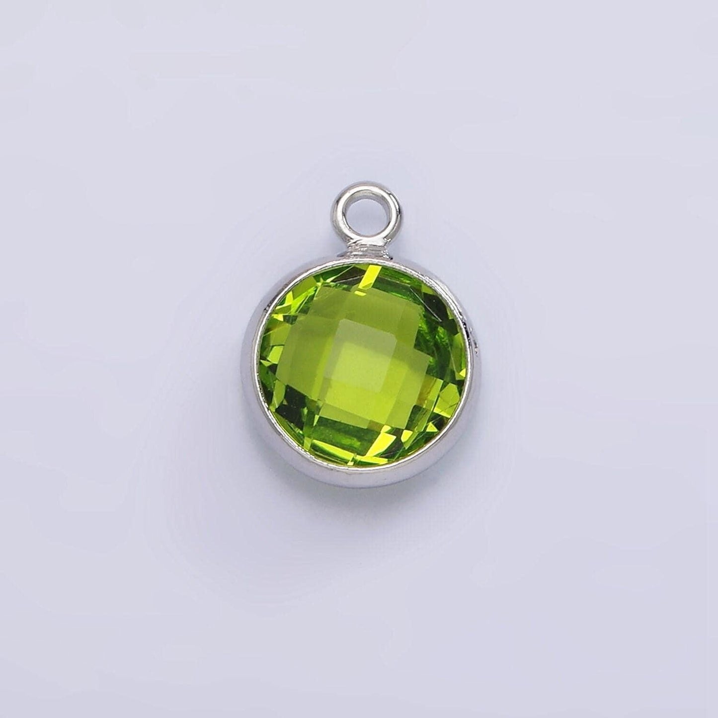 Silver 9mm multifaceted birthstone cz round add-on charm for bracelet necklace earring component jewelry making | n1197 - n1207