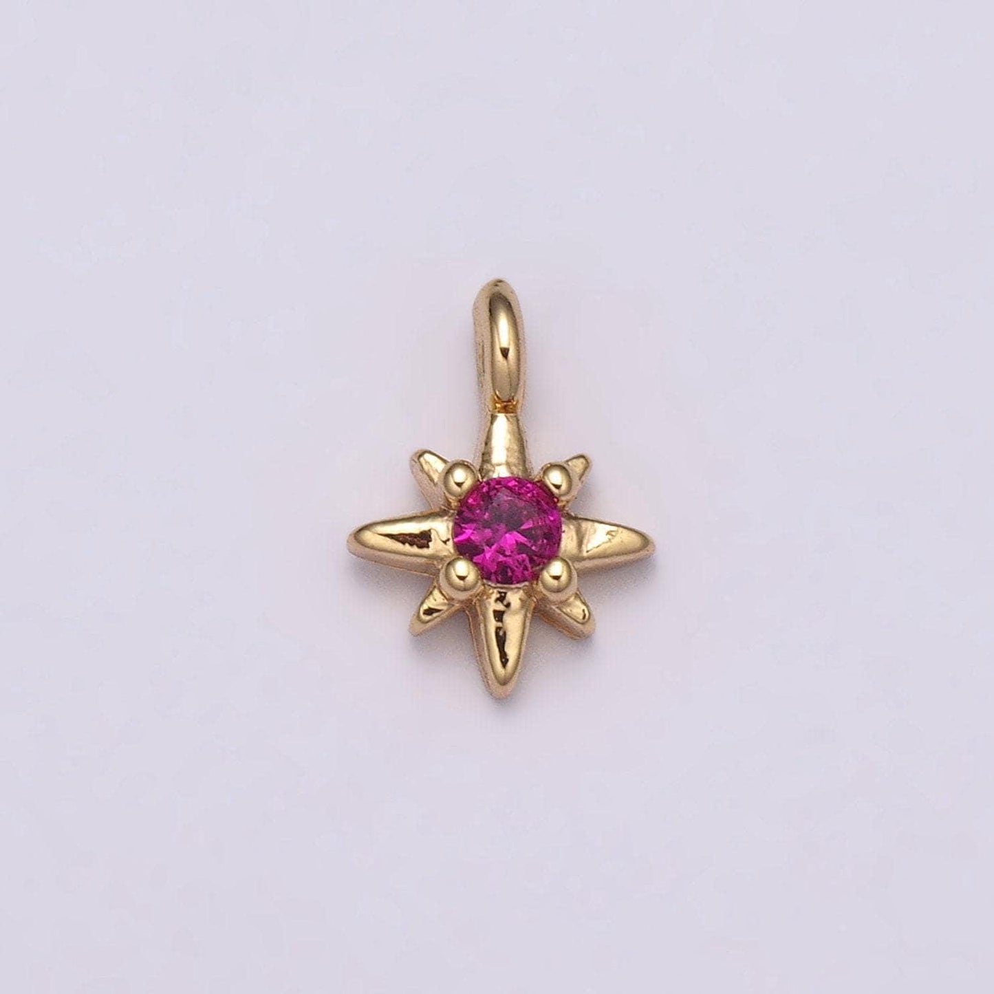 Tiny cz 8 point star cubic zirconia small starburst north star pendant - gold filled cz drop charm pendant, celestial jewelry, pointed star
