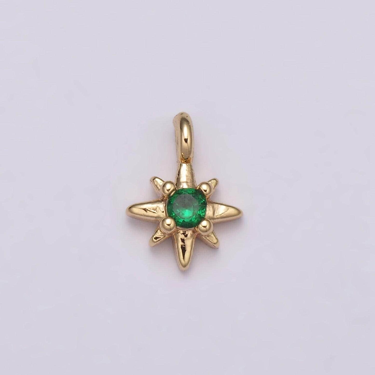 Tiny cz 8 point star cubic zirconia small starburst north star pendant - gold filled cz drop charm pendant, celestial jewelry, pointed star