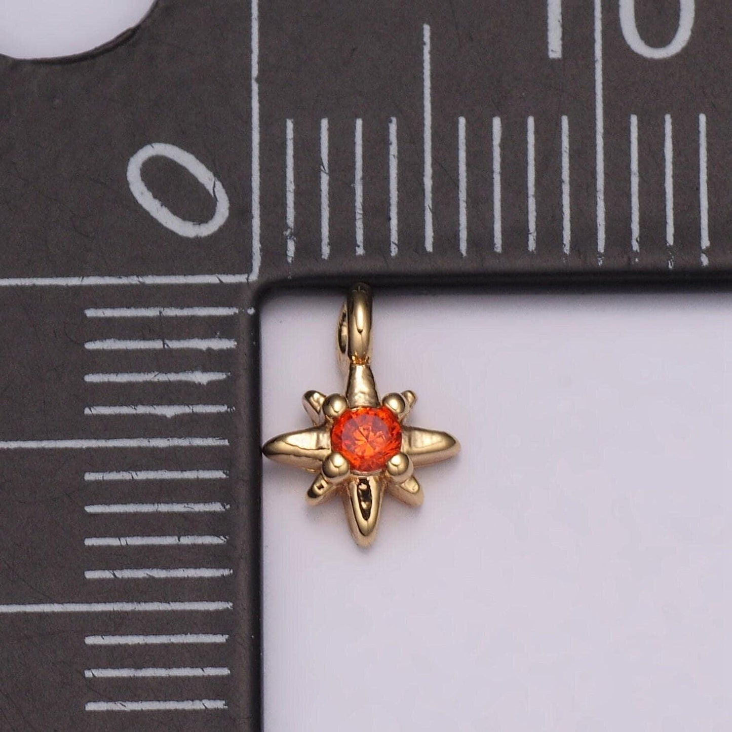 Tiny cz 8 point star cubic zirconia small starburst north star pendant - gold filled cz drop charm pendant, celestial jewelry, pointed star