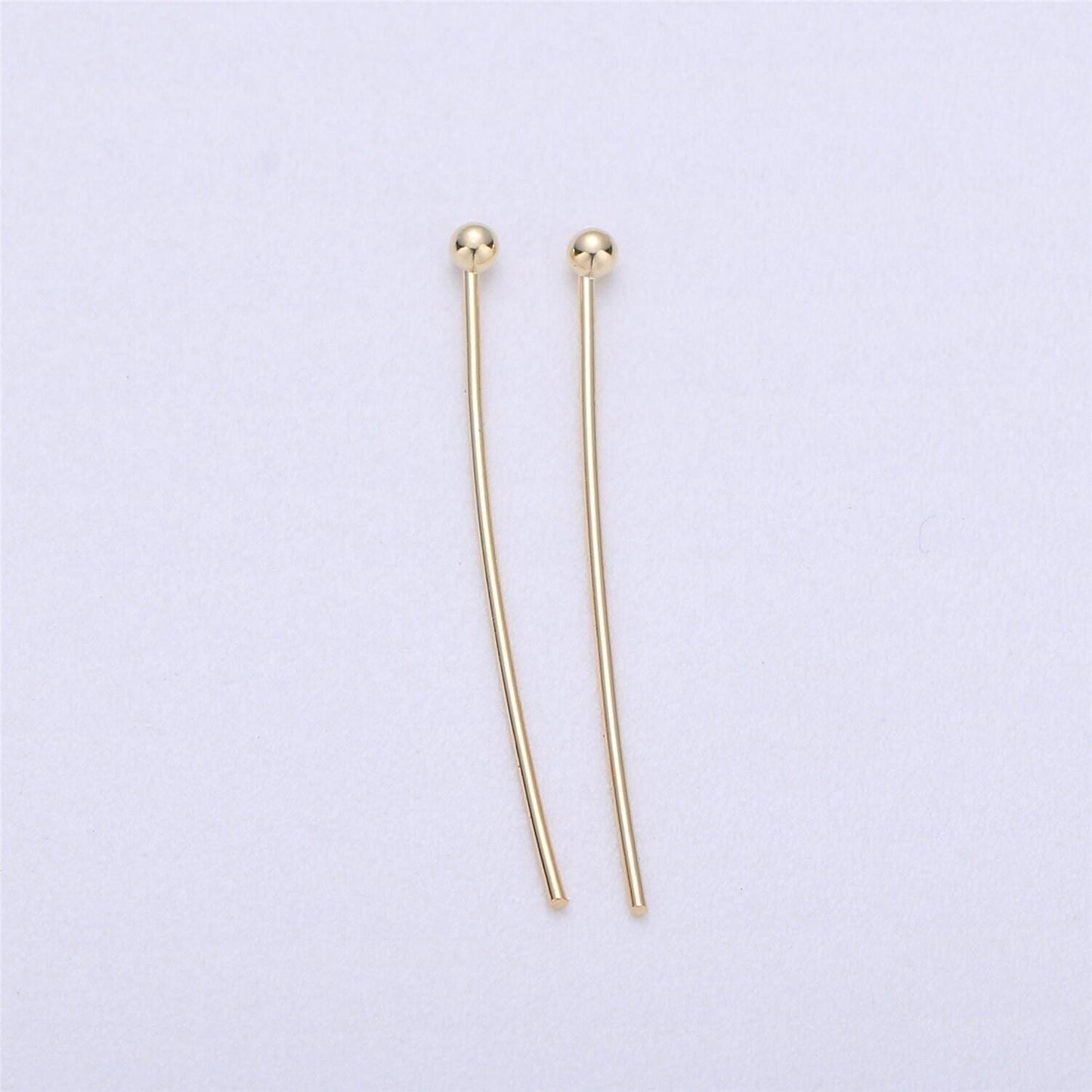 Gold head pins, 0.5mm (24 gauge) by 20 mm, 25 mm, 30 mm, 35 mm, ball point headpins, gold plated brass ball | l-543, l-544, l-545, l-536