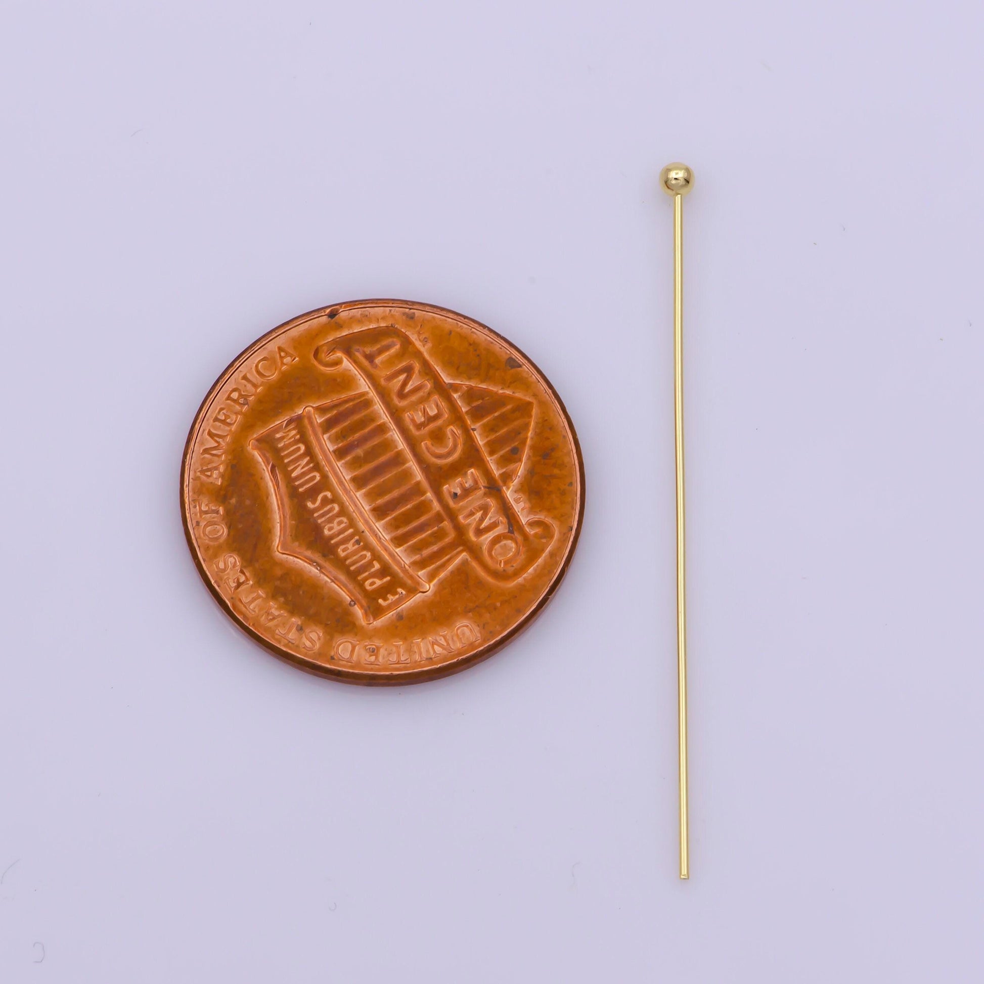 Gold head pins, 0.5mm (24 gauge) by 20 mm, 25 mm, 30 mm, 35 mm, ball point headpins, gold plated brass ball | l-543, l-544, l-545, l-536