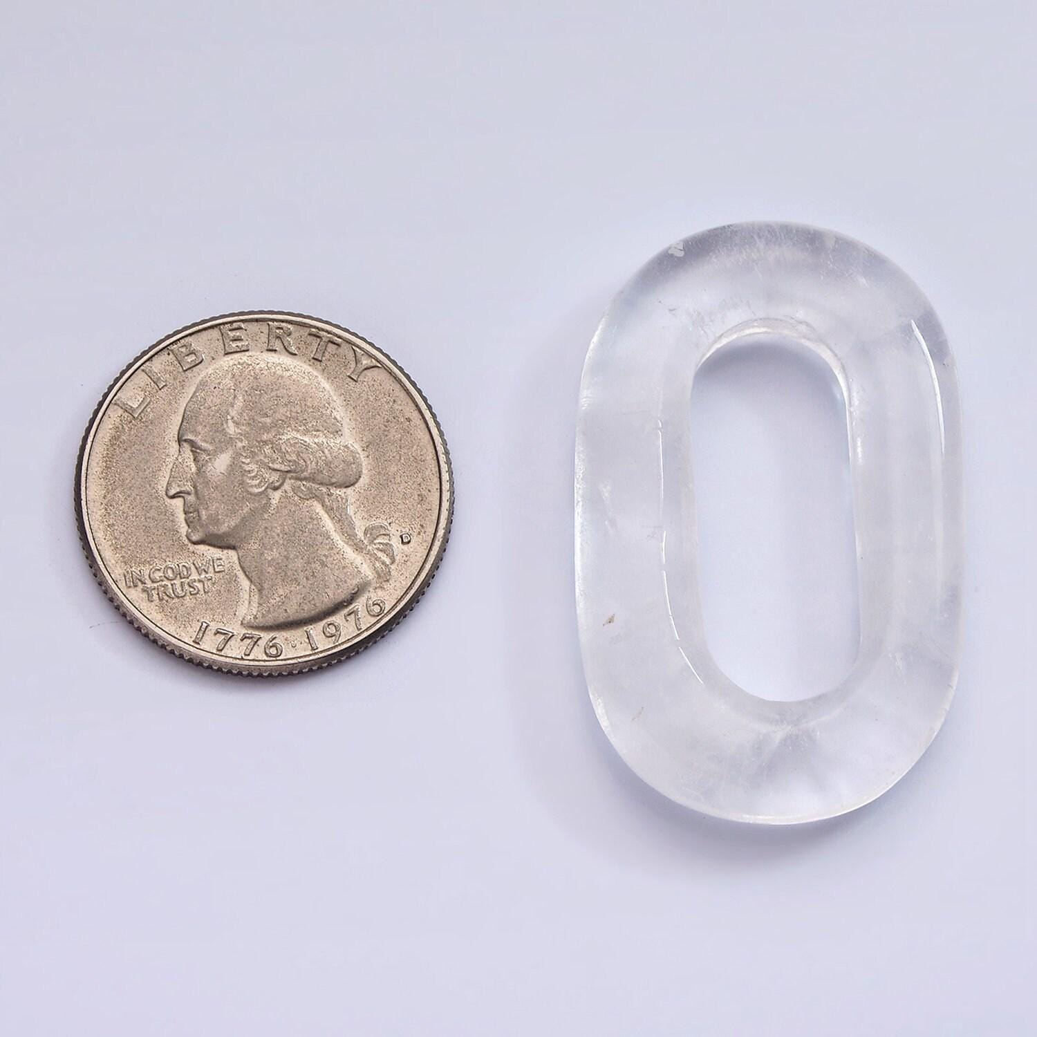 40mm clear quartz natural gemstone open oblong rectangular jewelry findings | z550