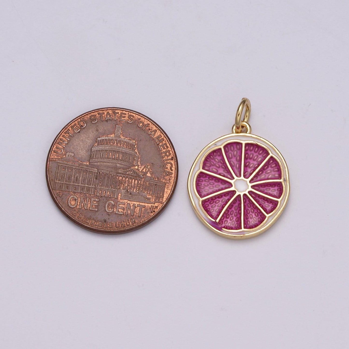 Enamel sliced orange fruit charm lemon sliced charm gold pendant for necklace earring supply component in 24k gold filled, m-818 - m-820