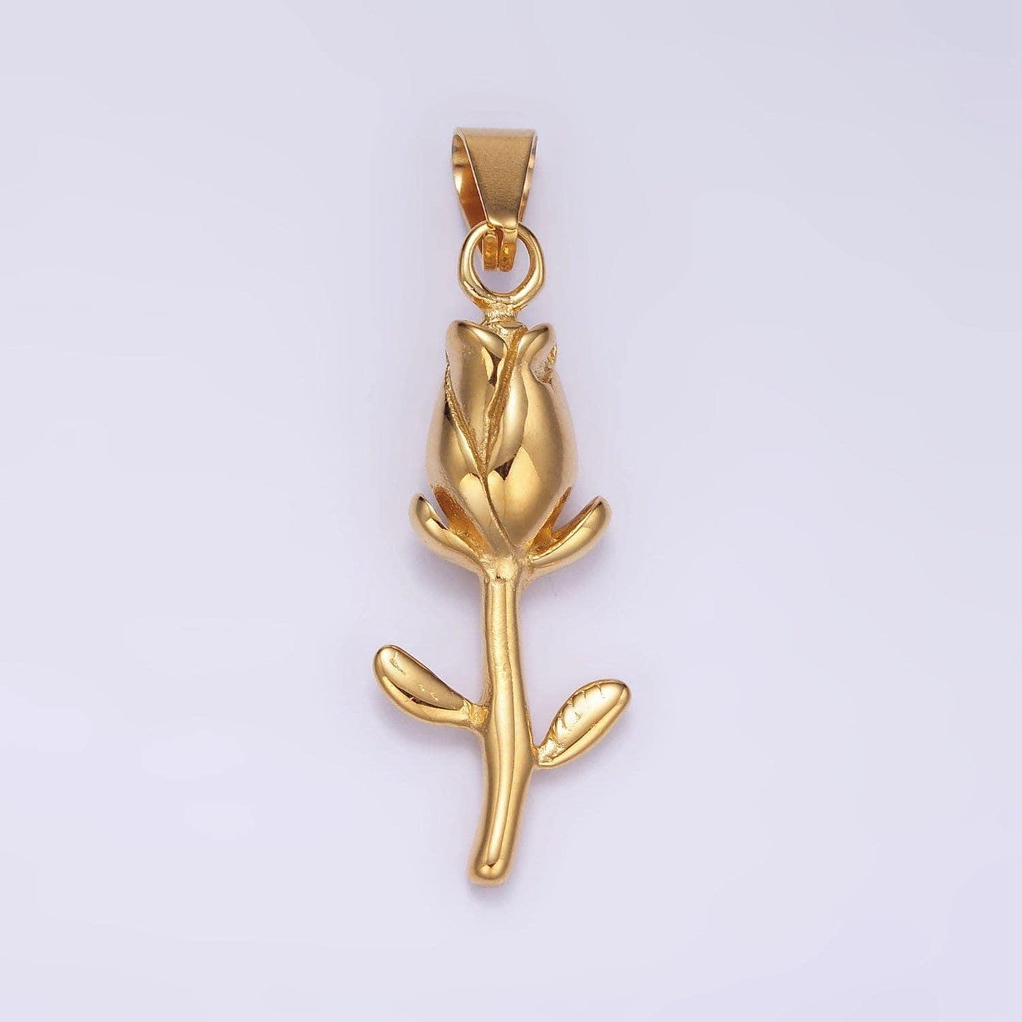Stainless steel tulip flower pendant dainty gold tulip stems buds charm for minimalist jewelry charm necklace p1427