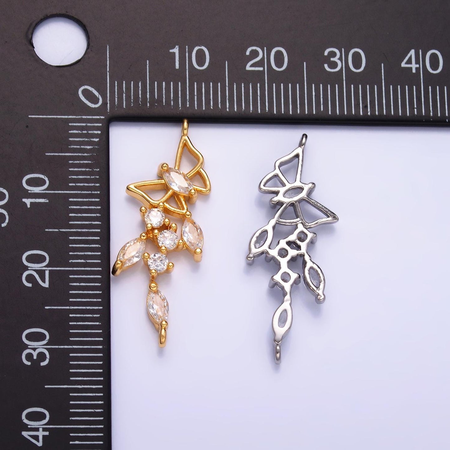 14K Gold Butterfly Connector - Dainty Link Connector- Cubic Mariposa Charm Connector- for Necklace Bracelet Component, G228