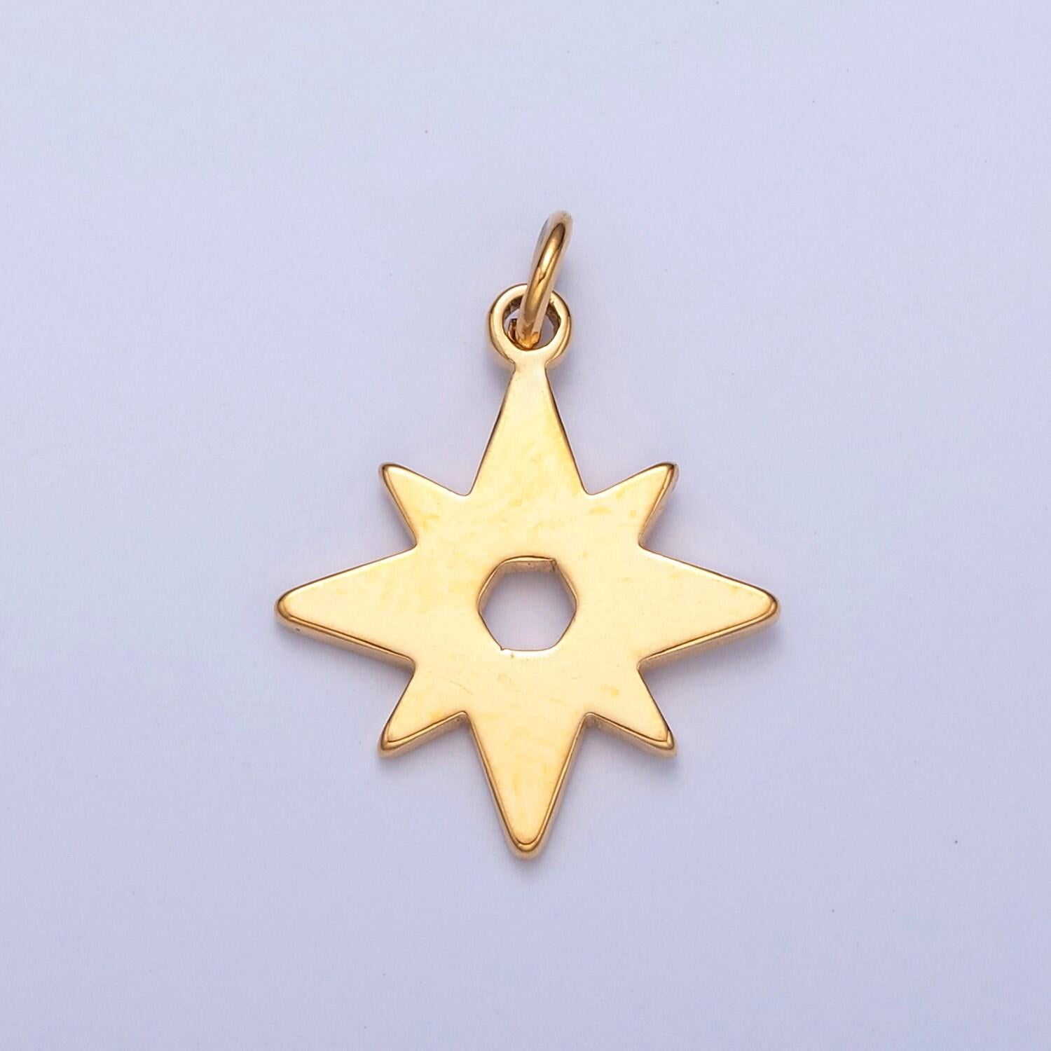 20x15mm open celestial star charm pendant, gold filled north star for diy jewelry making, w-463