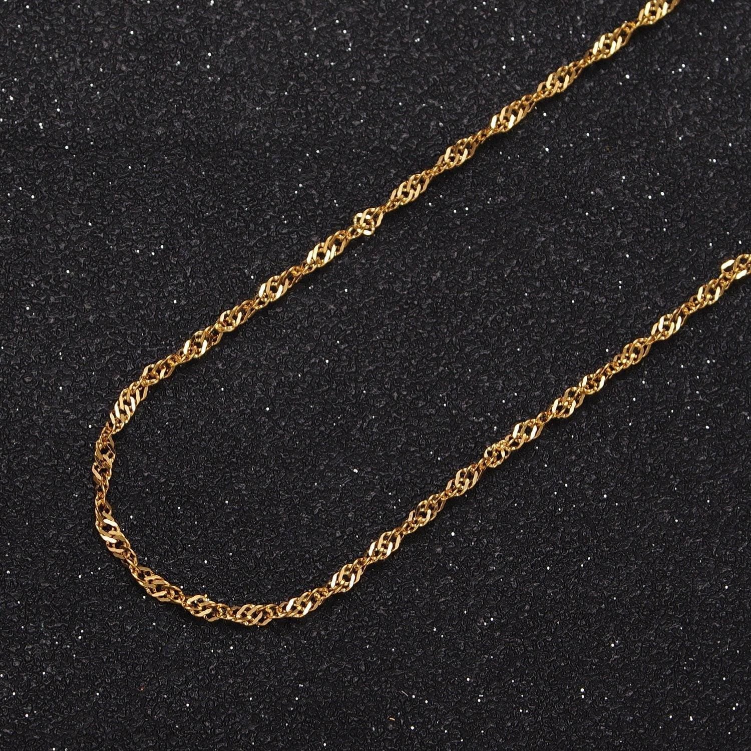 24k gold filled 1.8m singapore twist unfinished bulk chain per yard for jewelry making | roll-929, roll-930