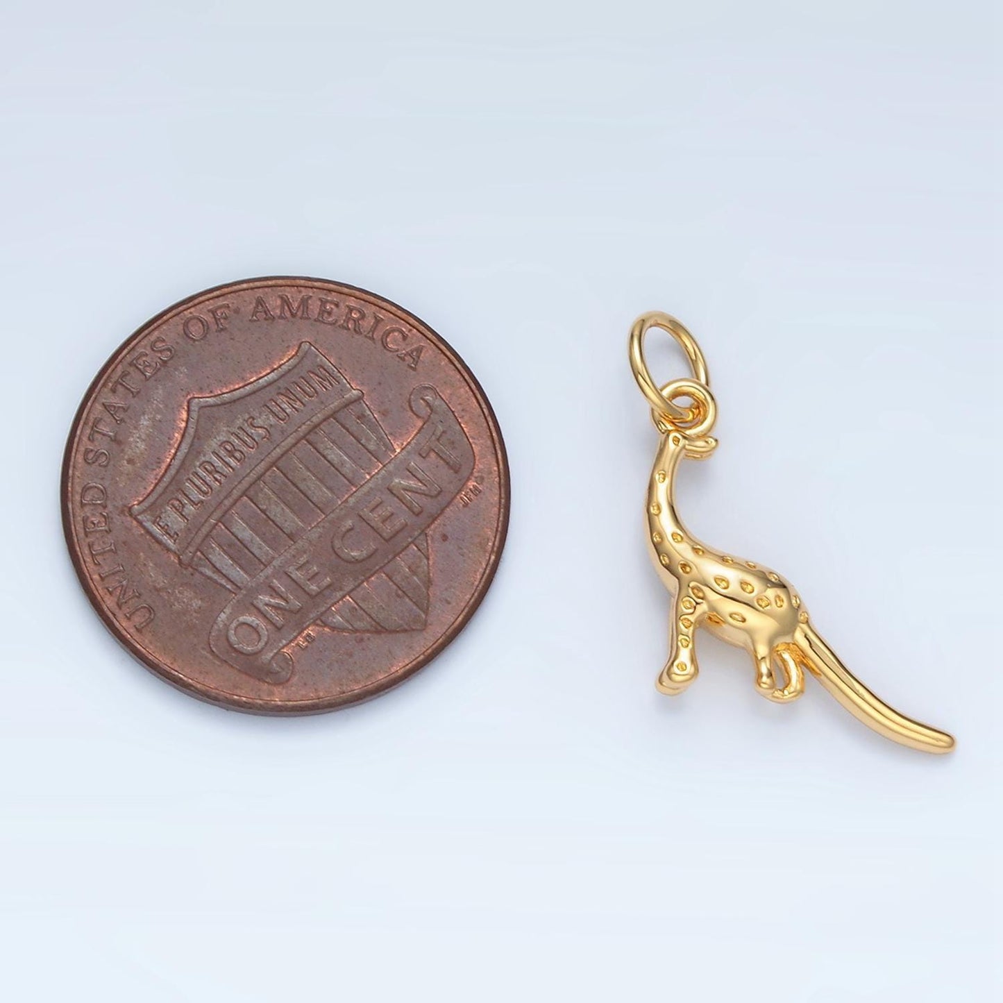 14k gold filled happy brontosaurus dinosaur charm | ag-944
