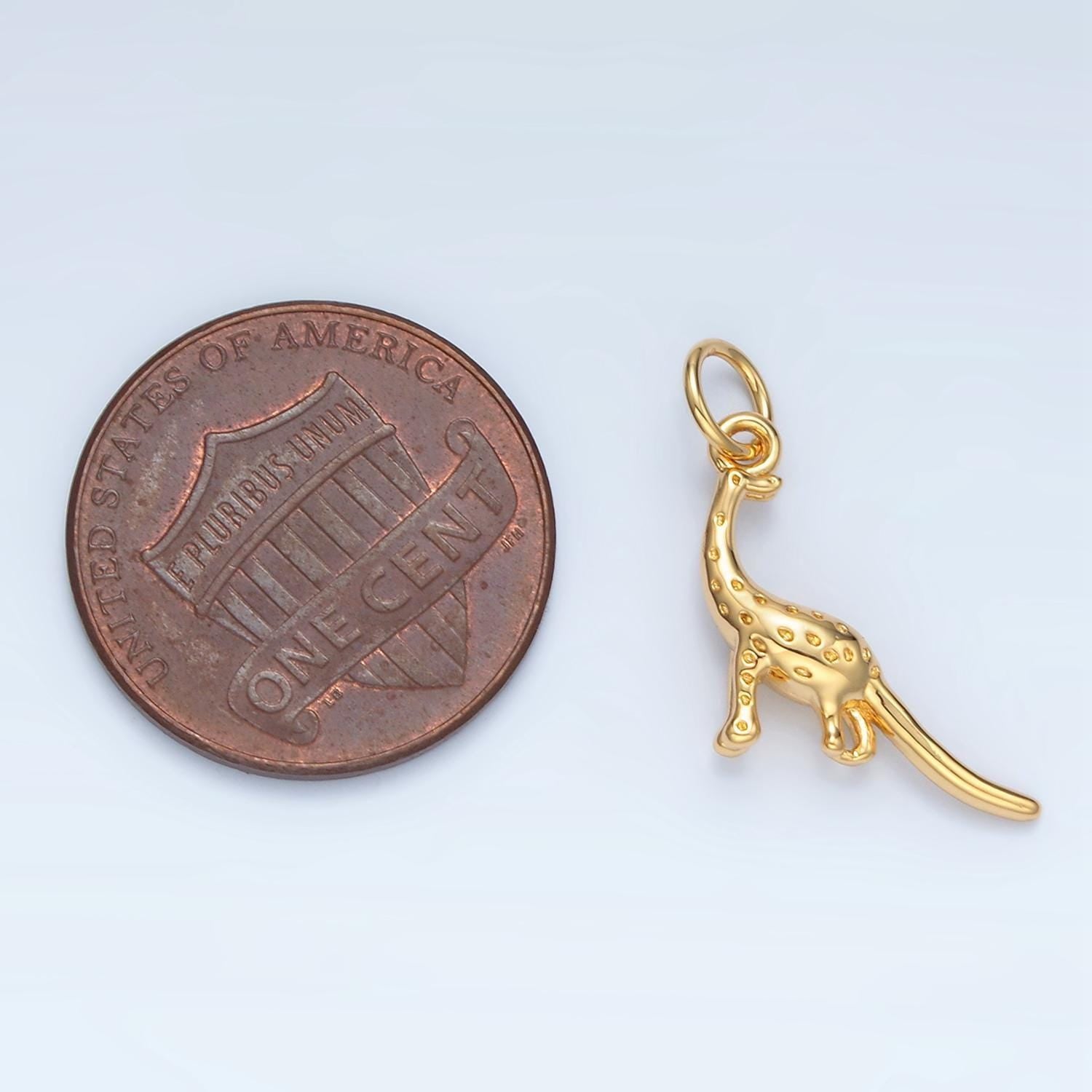 14k gold filled happy brontosaurus dinosaur charm | ag-944