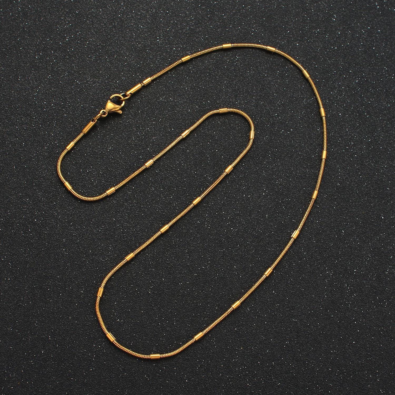 18 inch snake tube chain stainless steel necklace in gold & silver | wa-2612 wa-2613