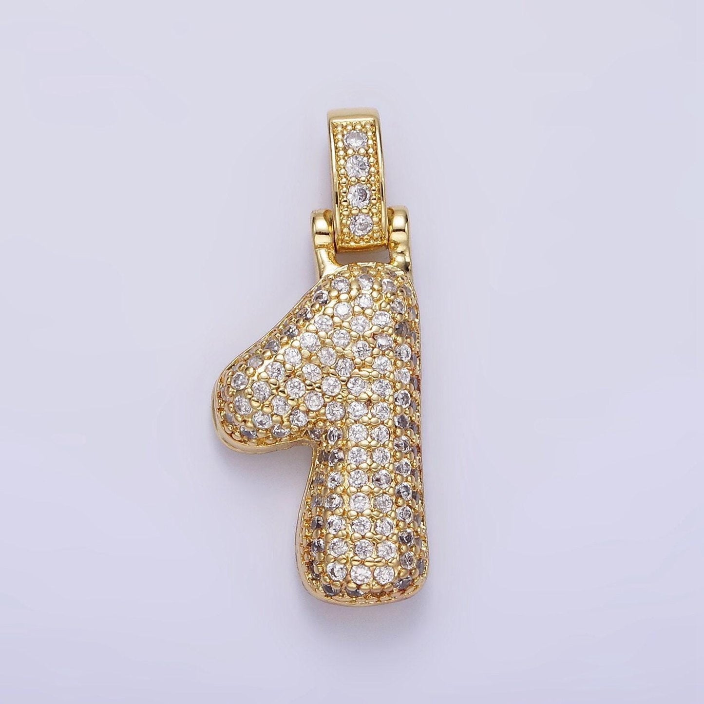 Chunky balloon number necklace charm bubble pave number pendant 3d gold digit charm personalize lucky number bubble necklace supply aa1321