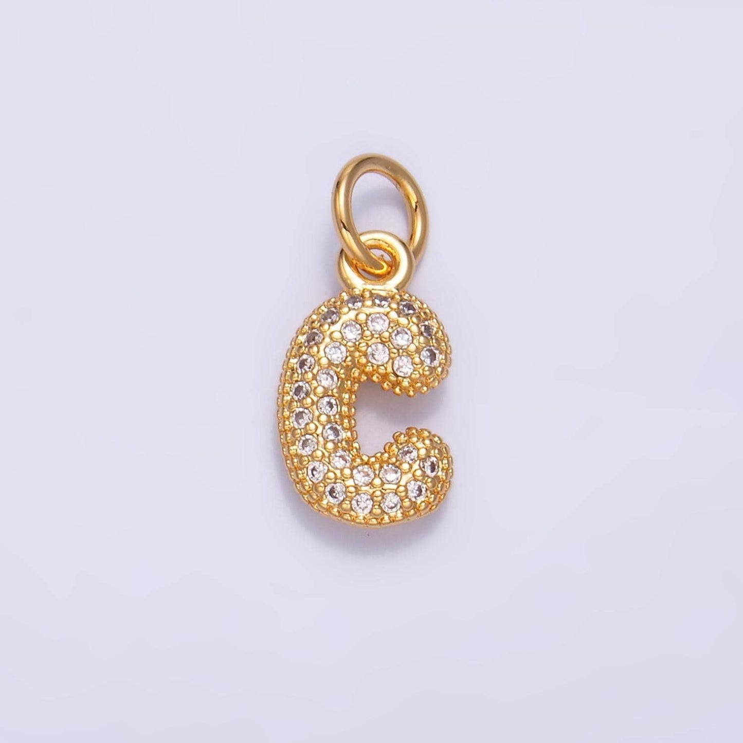 Dainty pave balloon letter necklace pendant cubic zirconia fully ice bubble initial pendant 3d gold letter necklace charm jewelry a015