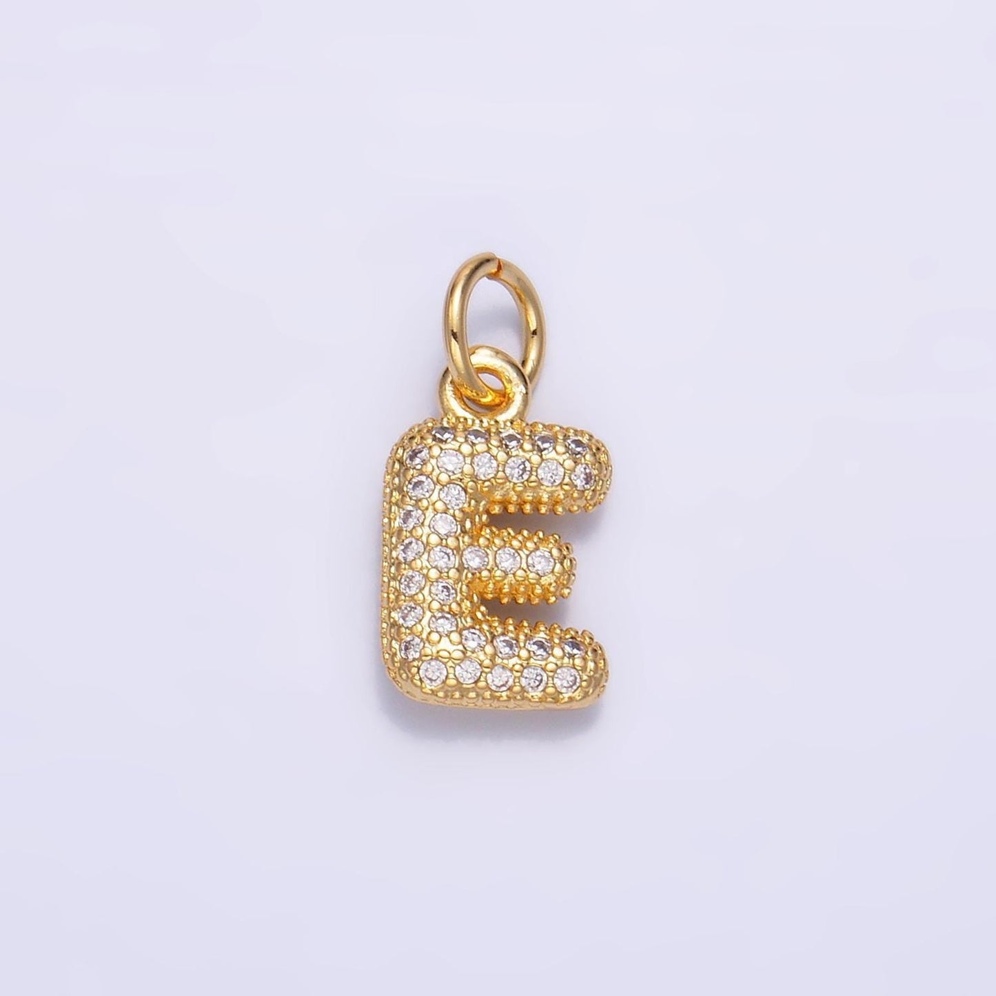 Dainty pave balloon letter necklace pendant cubic zirconia fully ice bubble initial pendant 3d gold letter necklace charm jewelry a015