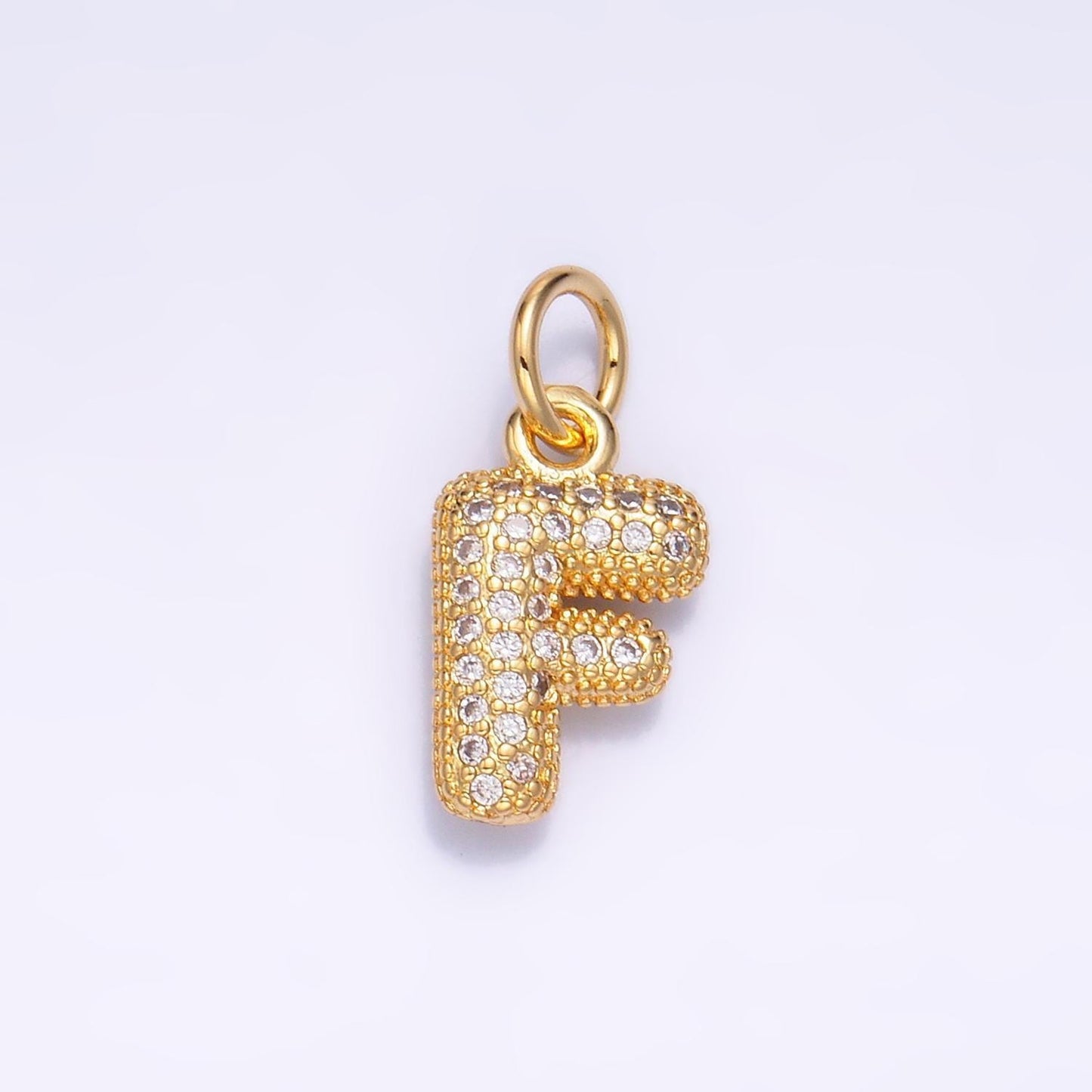 Dainty pave balloon letter necklace pendant cubic zirconia fully ice bubble initial pendant 3d gold letter necklace charm jewelry a015