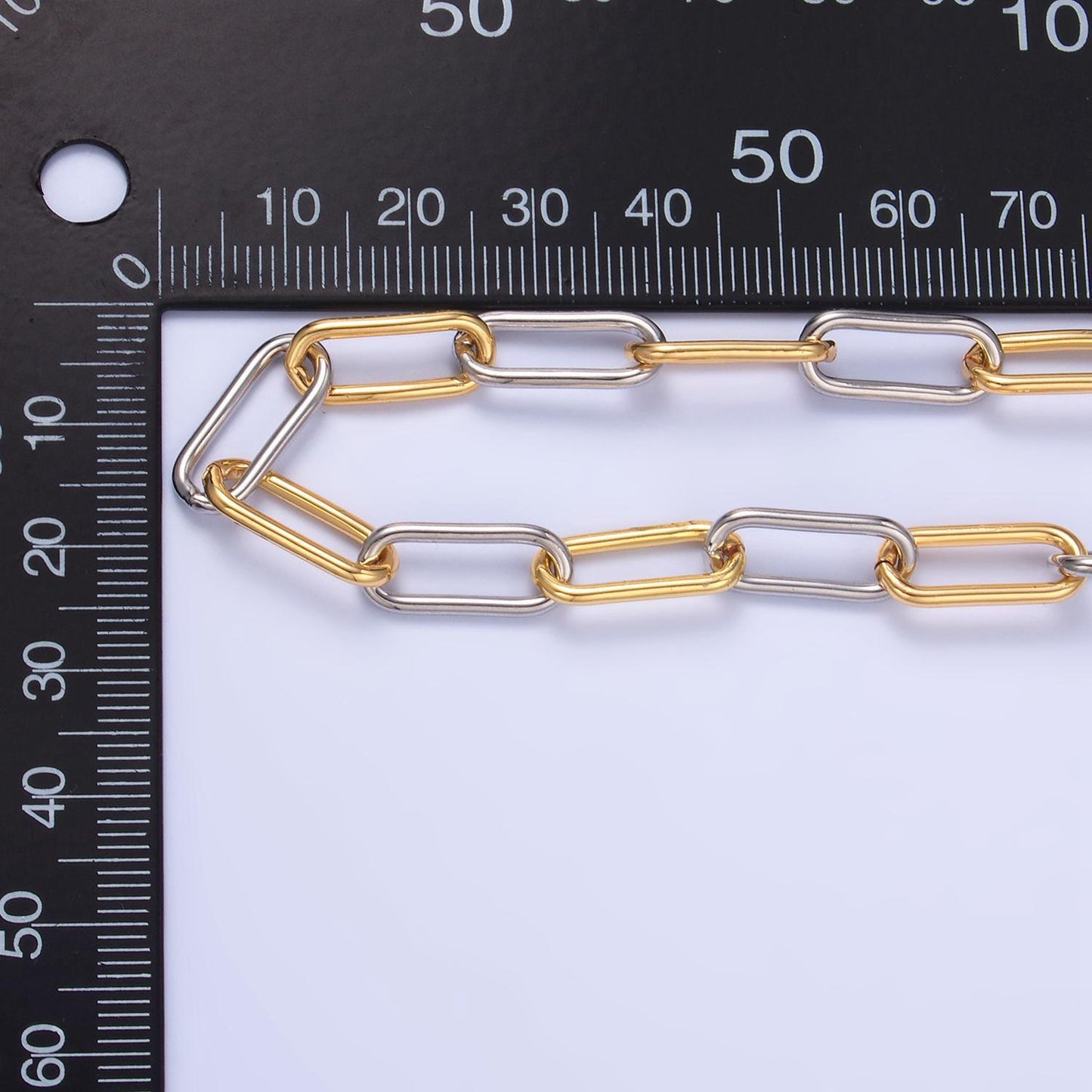 18k gold filled elongated paper clip chain by yard mix metal link chain silver chain for jewelry making unsoldered link chain | roll-1530