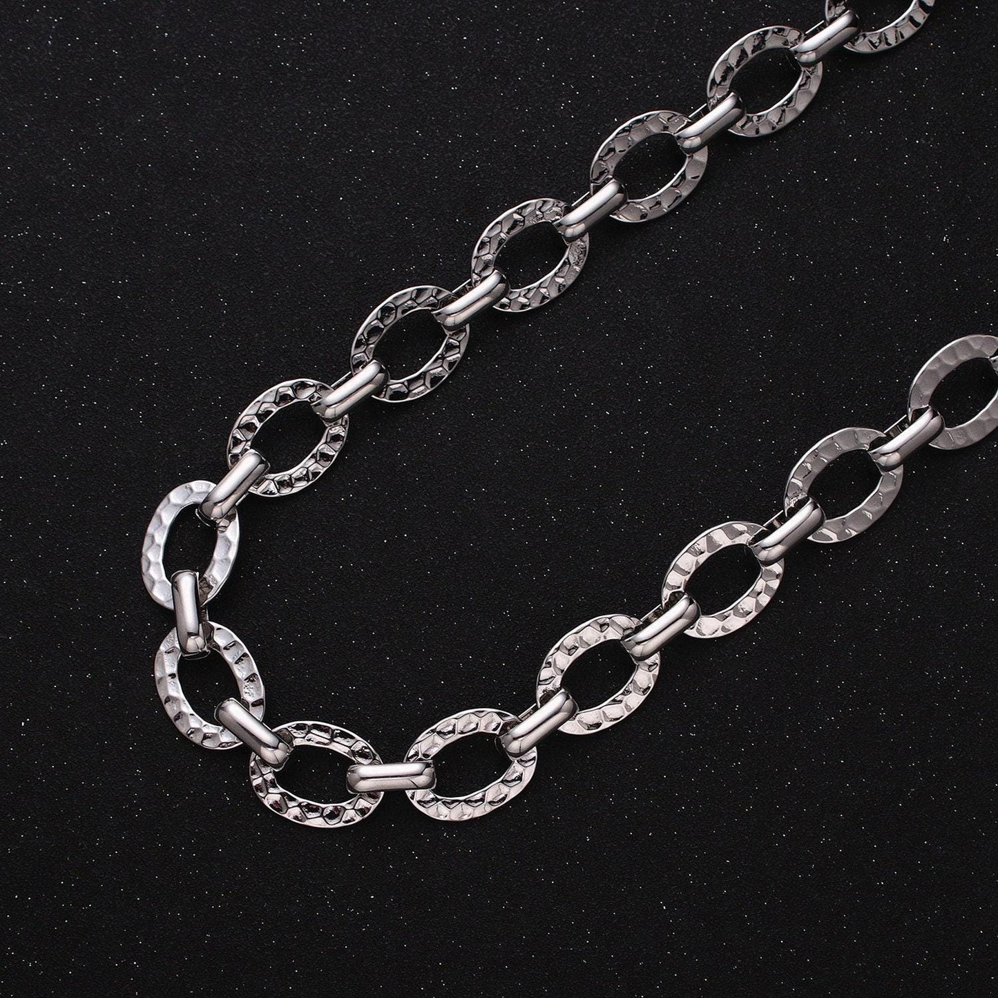 Chunky 16k gold filled hammered oval cable chain chain, silver unique chain by yard for jewelry making supply | roll-1257 1258