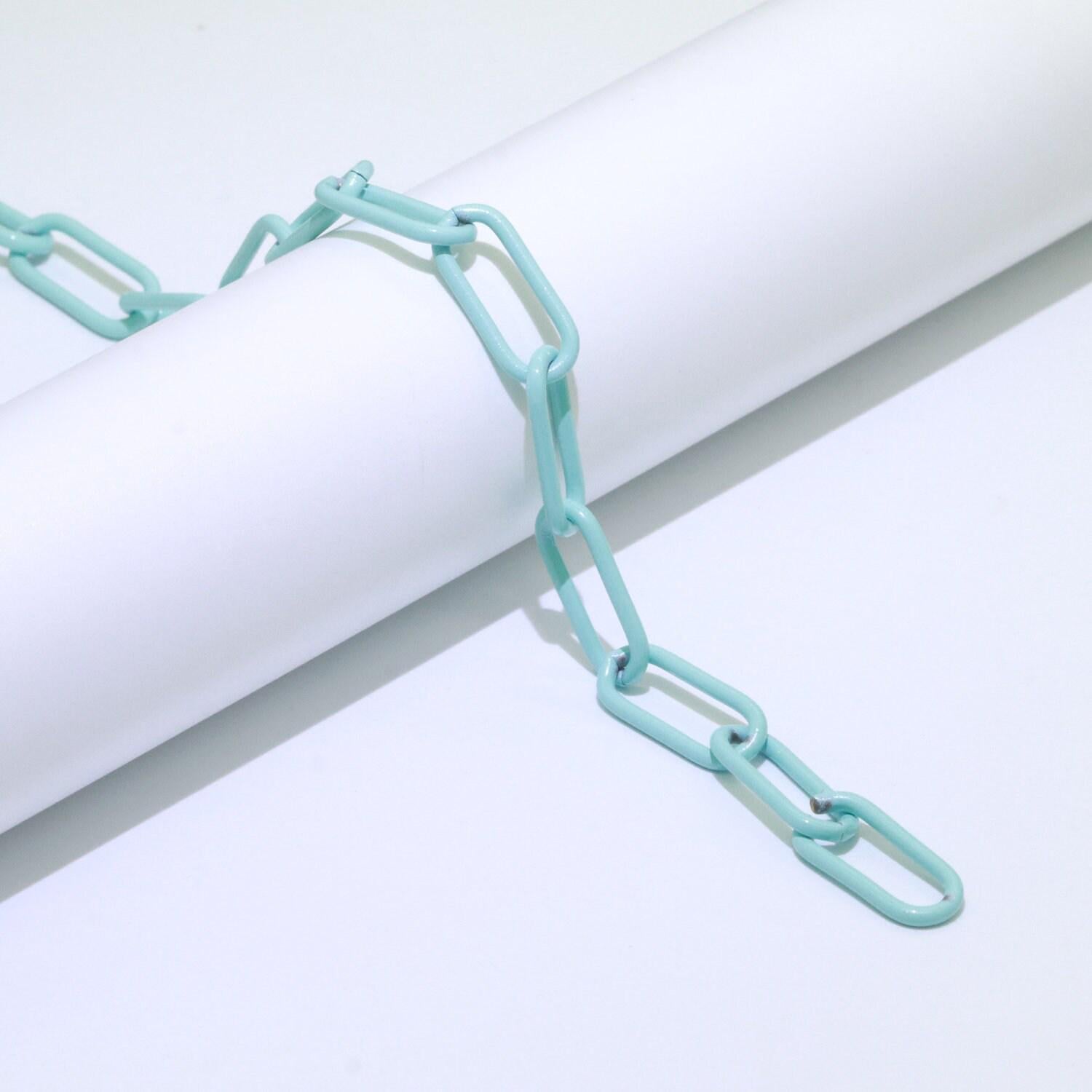 Enamel rolo cable link elongated chain by yard, summer colorful chain supply wholesale bulk roll chain for jewelry making, 527 - 533