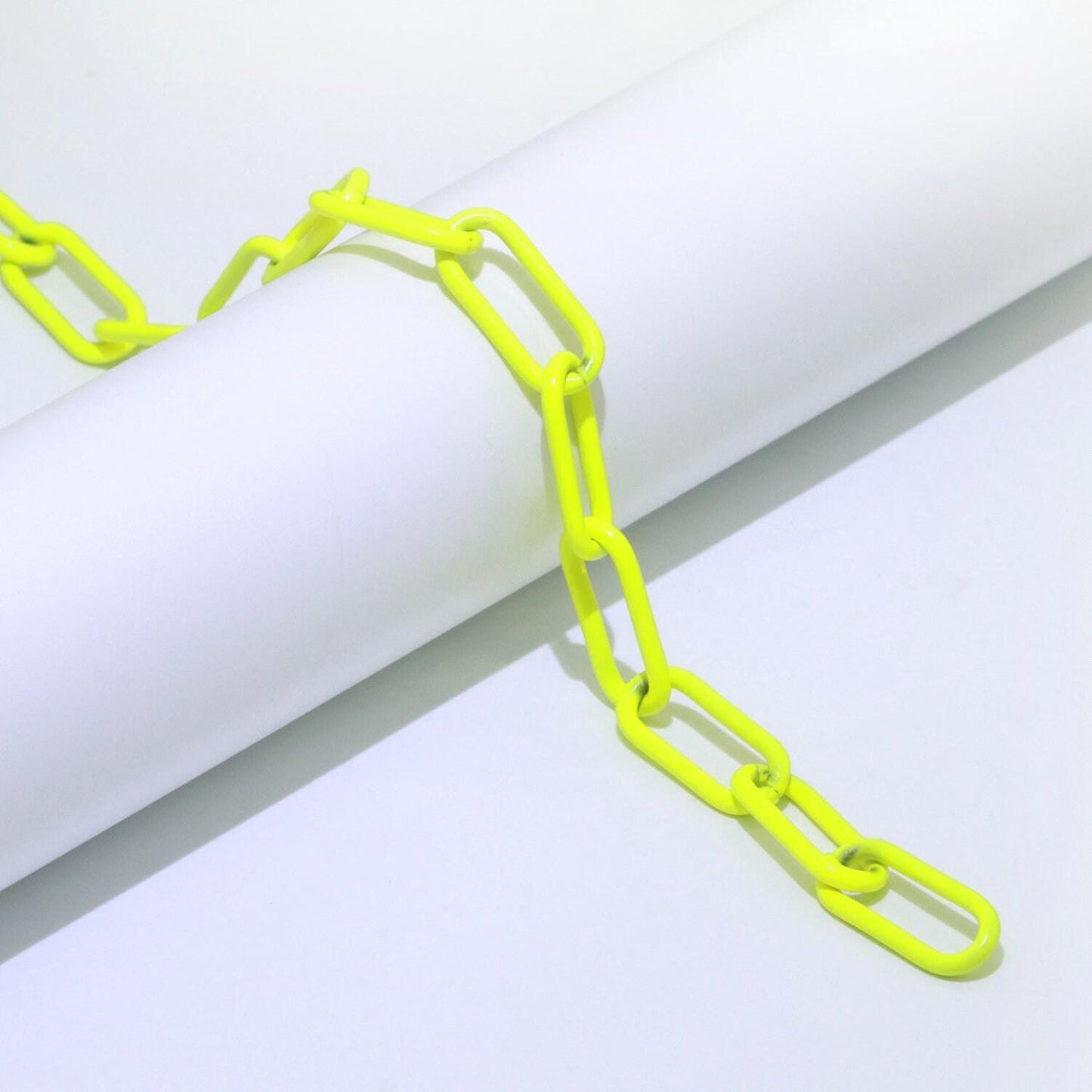 Enamel rolo cable link elongated chain by yard, summer colorful chain supply wholesale bulk roll chain for jewelry making, 527 - 533