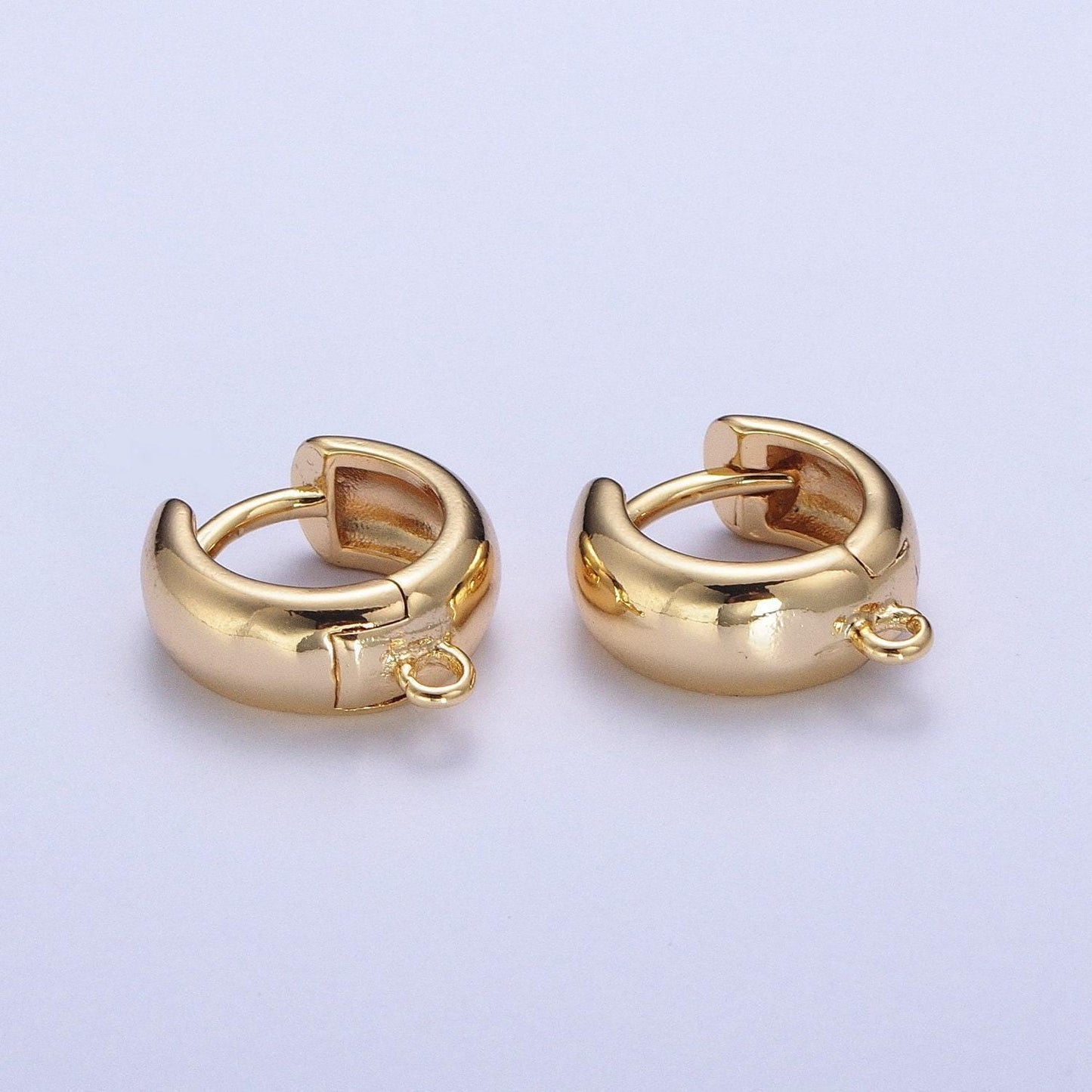 1 pair 24k gold plated round one touch earring, round minimalistic hoop jewelry earring | l-817