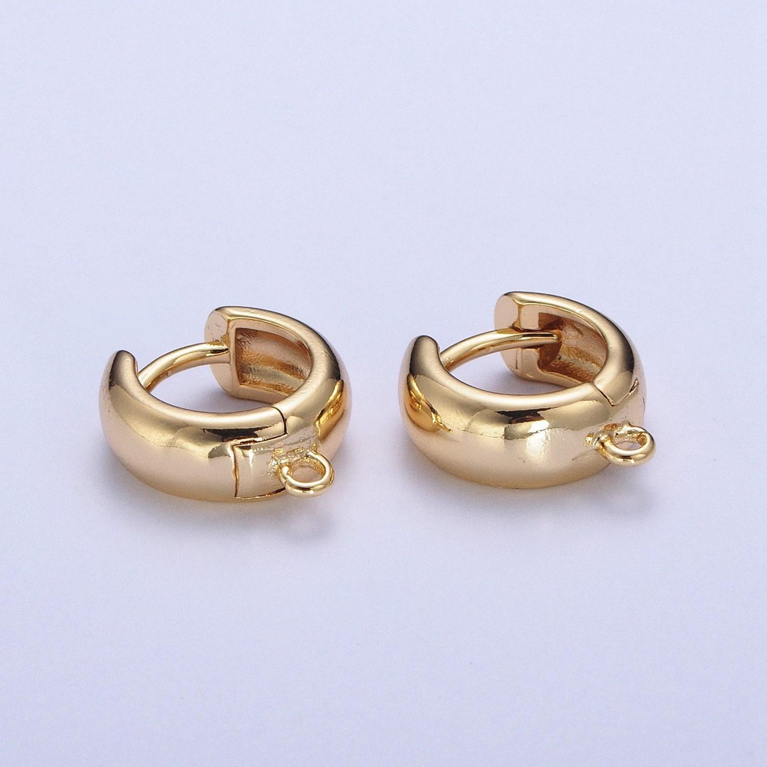 1 pair 24k gold plated round one touch earring, round minimalistic hoop jewelry earring | l-817