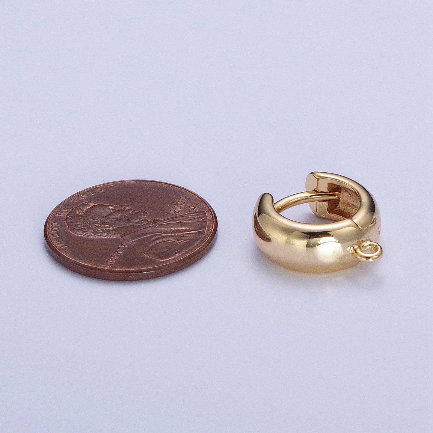 1 pair 24k gold plated round one touch earring, round minimalistic hoop jewelry earring | l-817