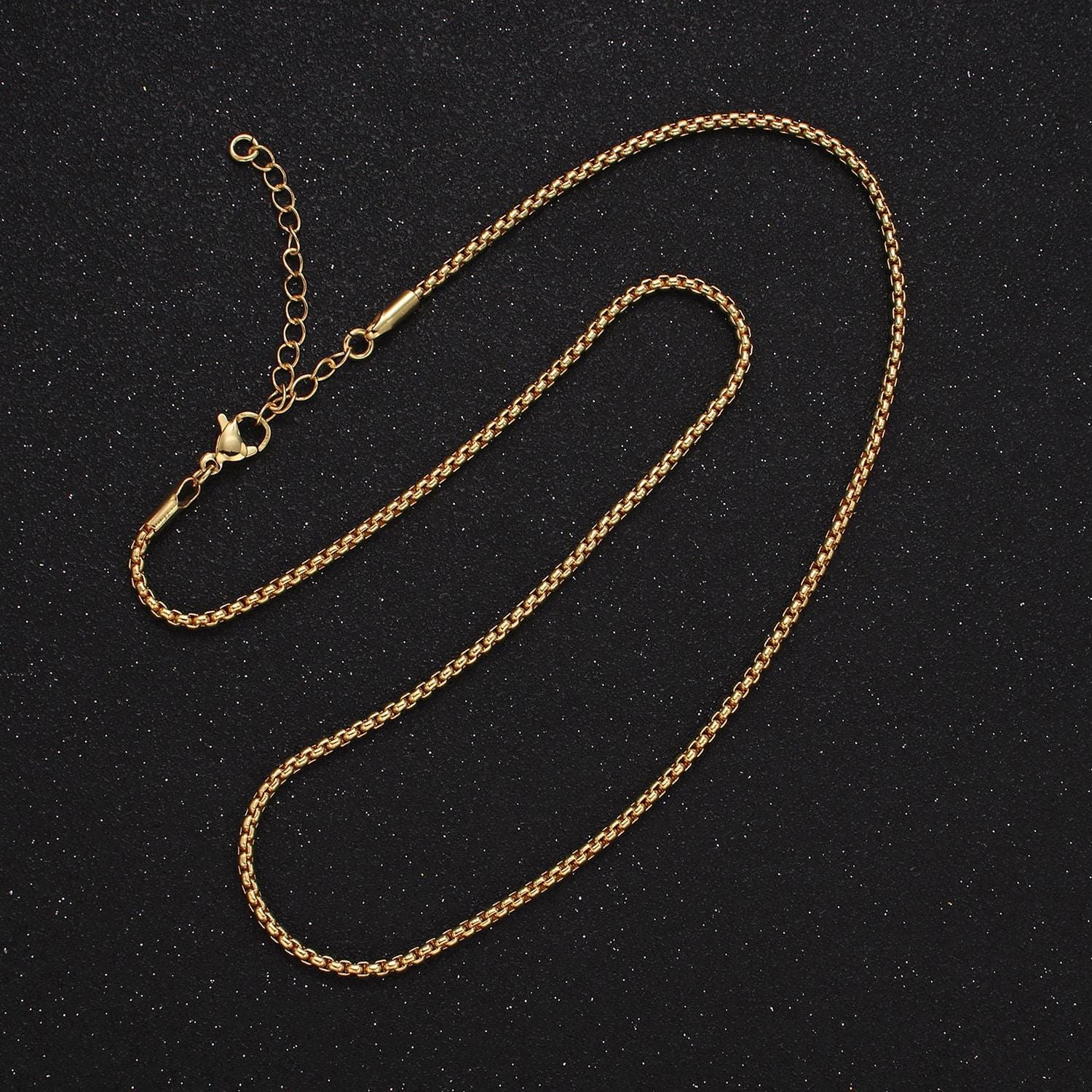 17 inch rounded box chain gold filled dainty box link necklace ready to wear for jewelry making w/ clasp wa-2434