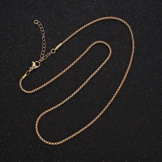 17 inch rounded box chain gold filled dainty box link necklace ready to wear for jewelry making w/ clasp wa-2434