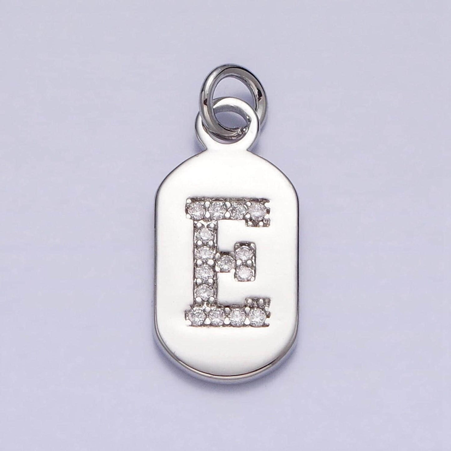 Small dog tag charm cz initial tag charm silver tag charm necklace bracelet dainty name tag rectangle tag pendant alphabet a1887-a1898