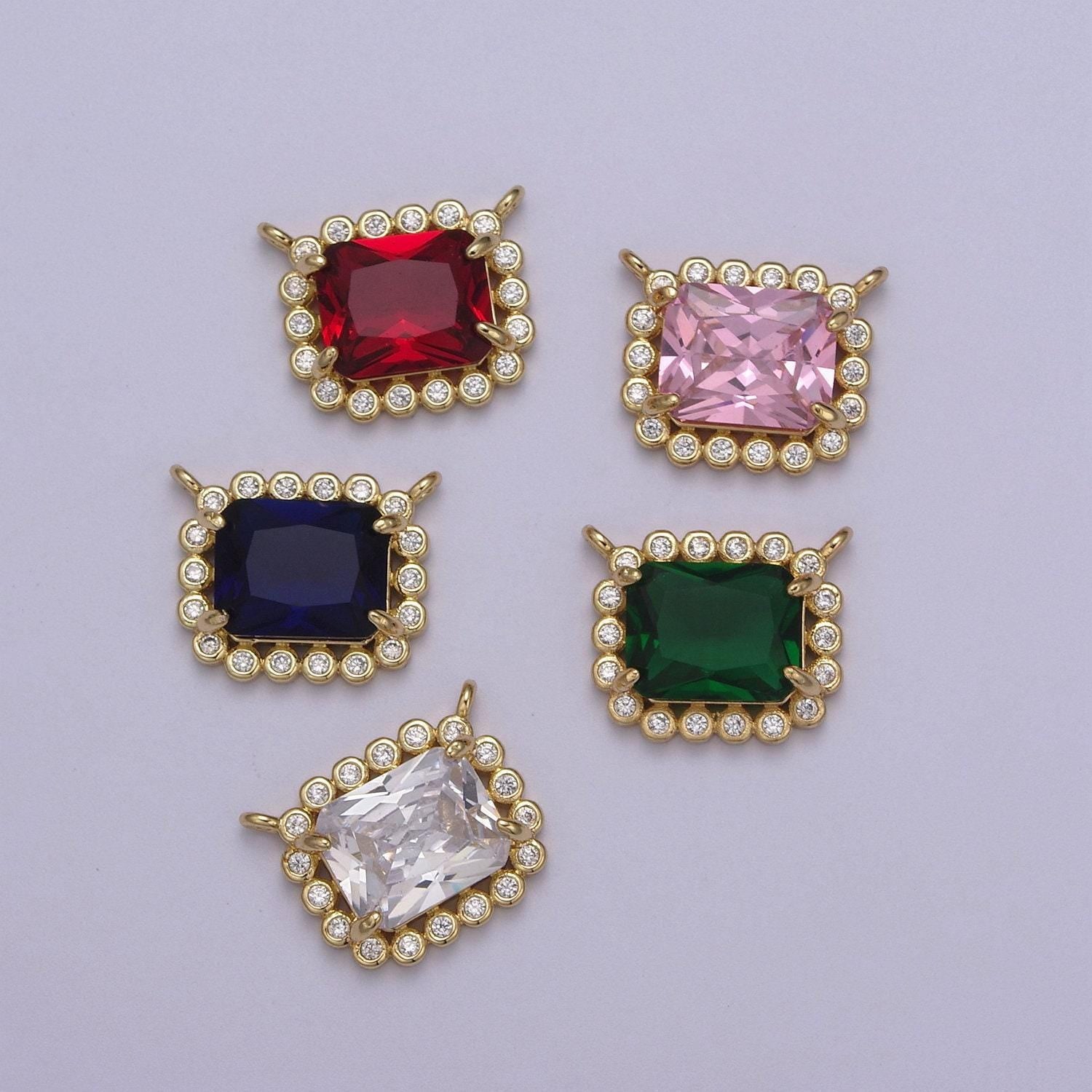 Cz square link connector 14k gold filled cz link connectors, jewelry making supplies, cubic zirconia geometric jewelry f-749