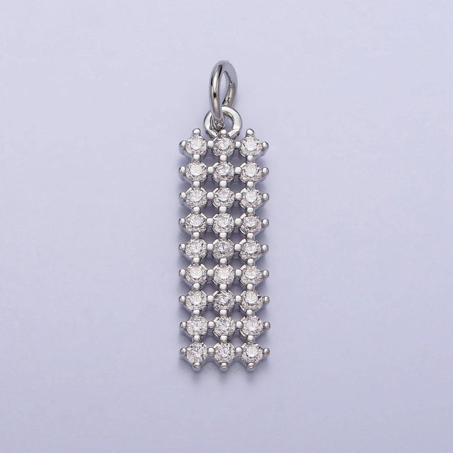Clear, green cz micro paved rectangular bar add-on charm in gold & silver pendant for dangel earring necklace supply | ac205 ac206