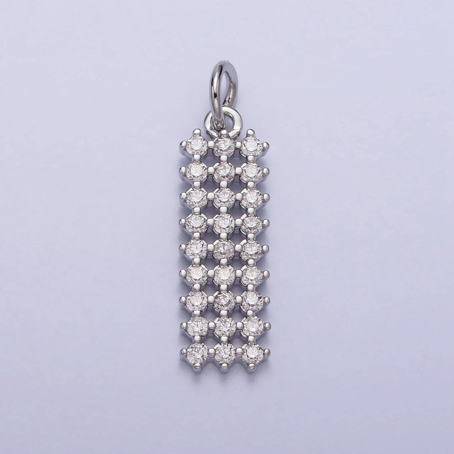 Clear, green cz micro paved rectangular bar add-on charm in gold & silver pendant for dangel earring necklace supply | ac205 ac206