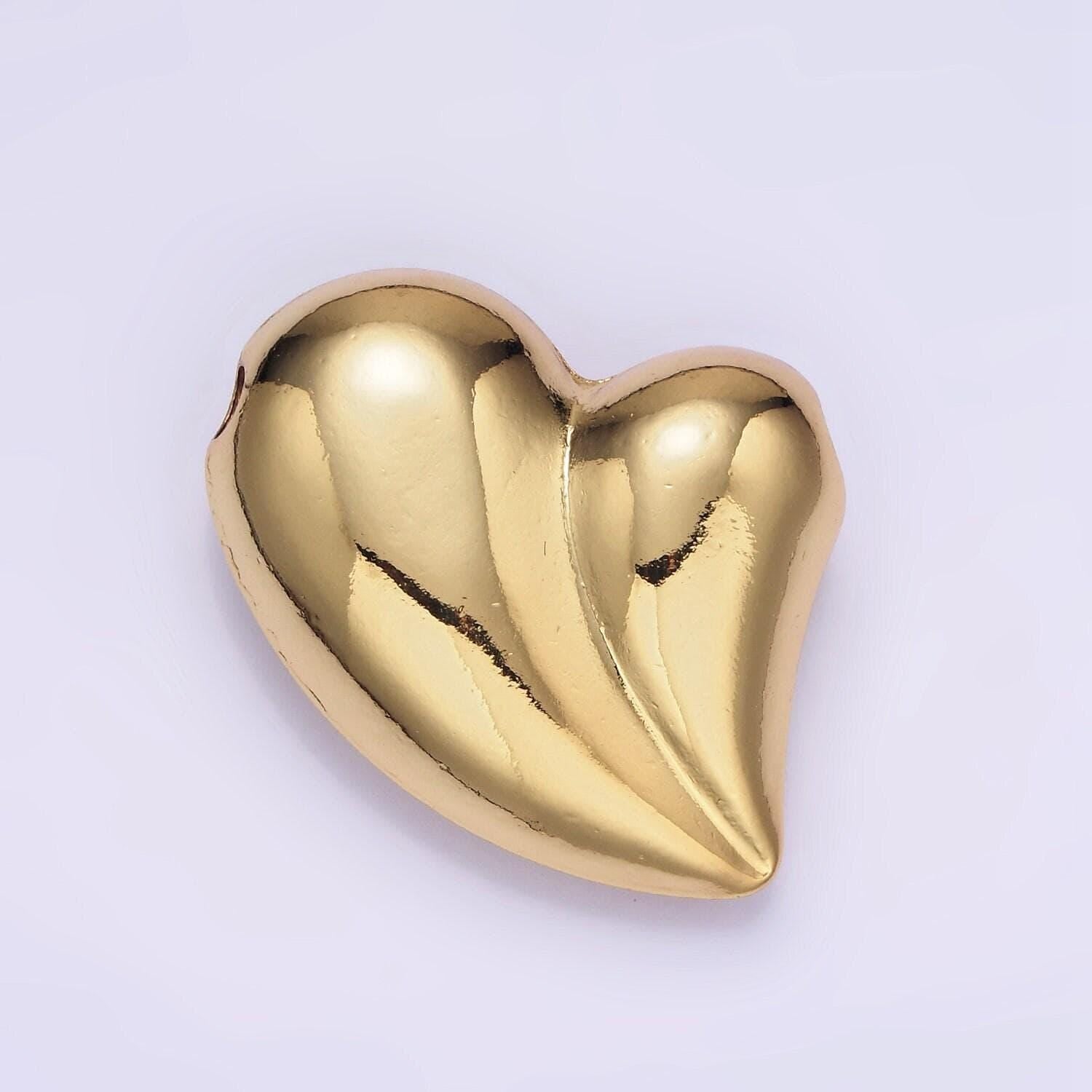 Puffy 14k gold filled heart charm balloon bead | b-877