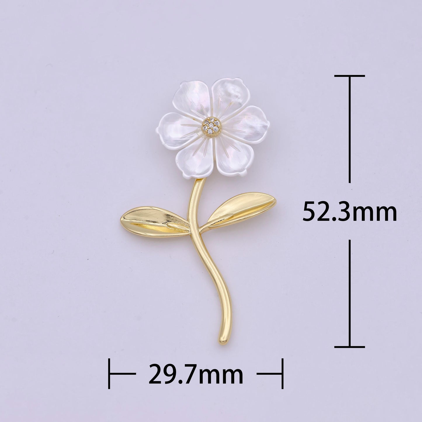 14k gold filled 52mm micro paved bindweed flower pendant | h469