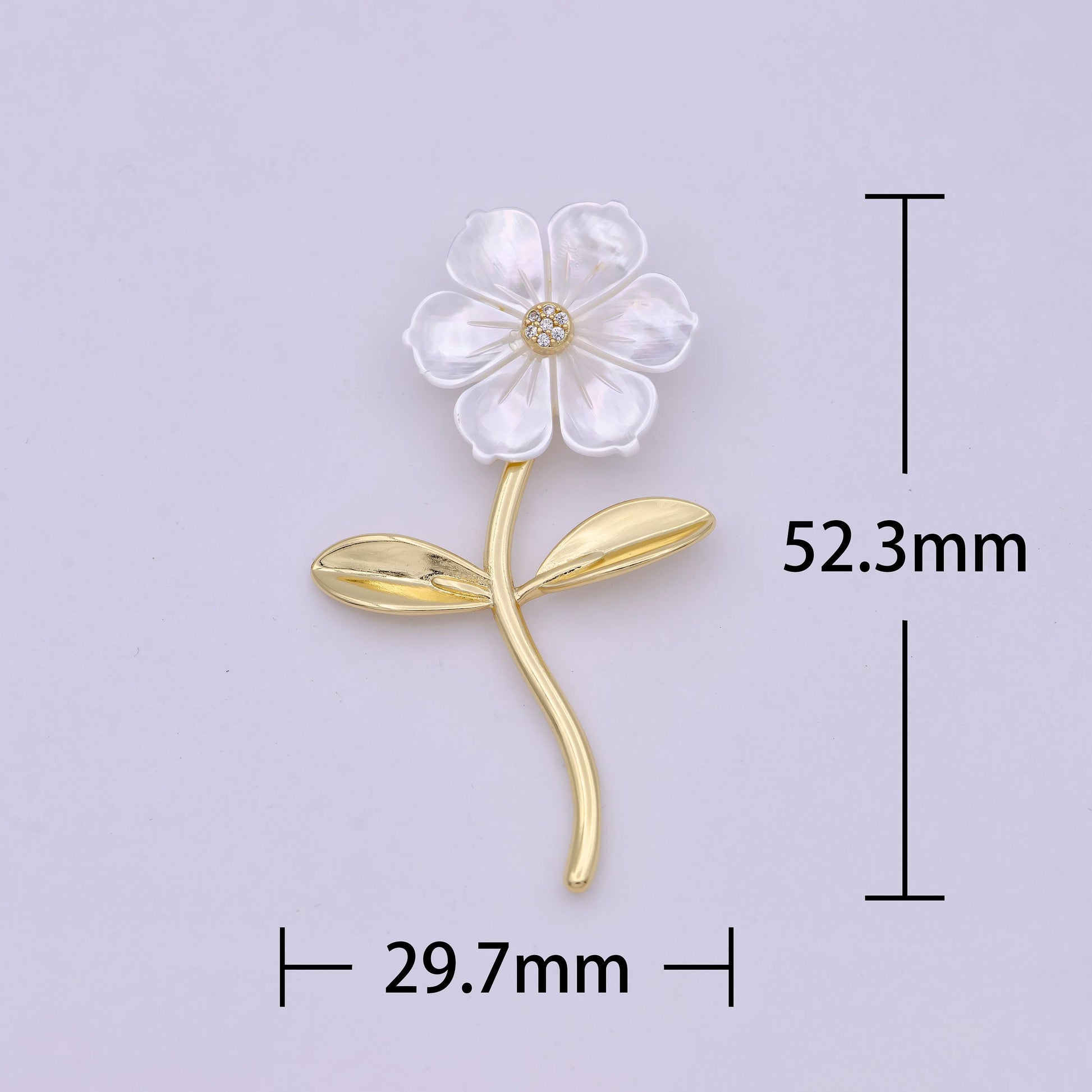14k gold filled 52mm micro paved bindweed flower pendant | h469