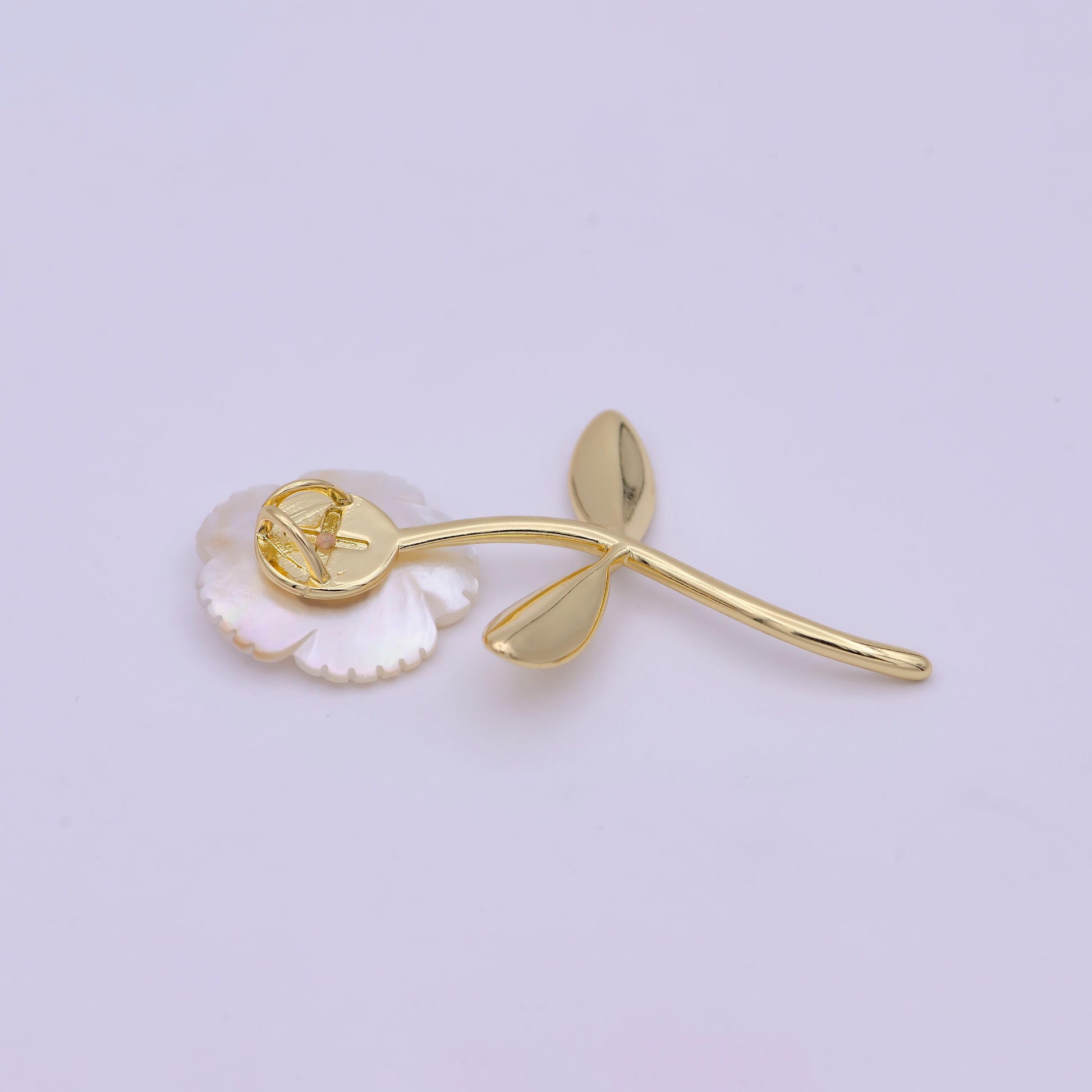 14k gold filled 52mm micro paved bindweed flower pendant | h469