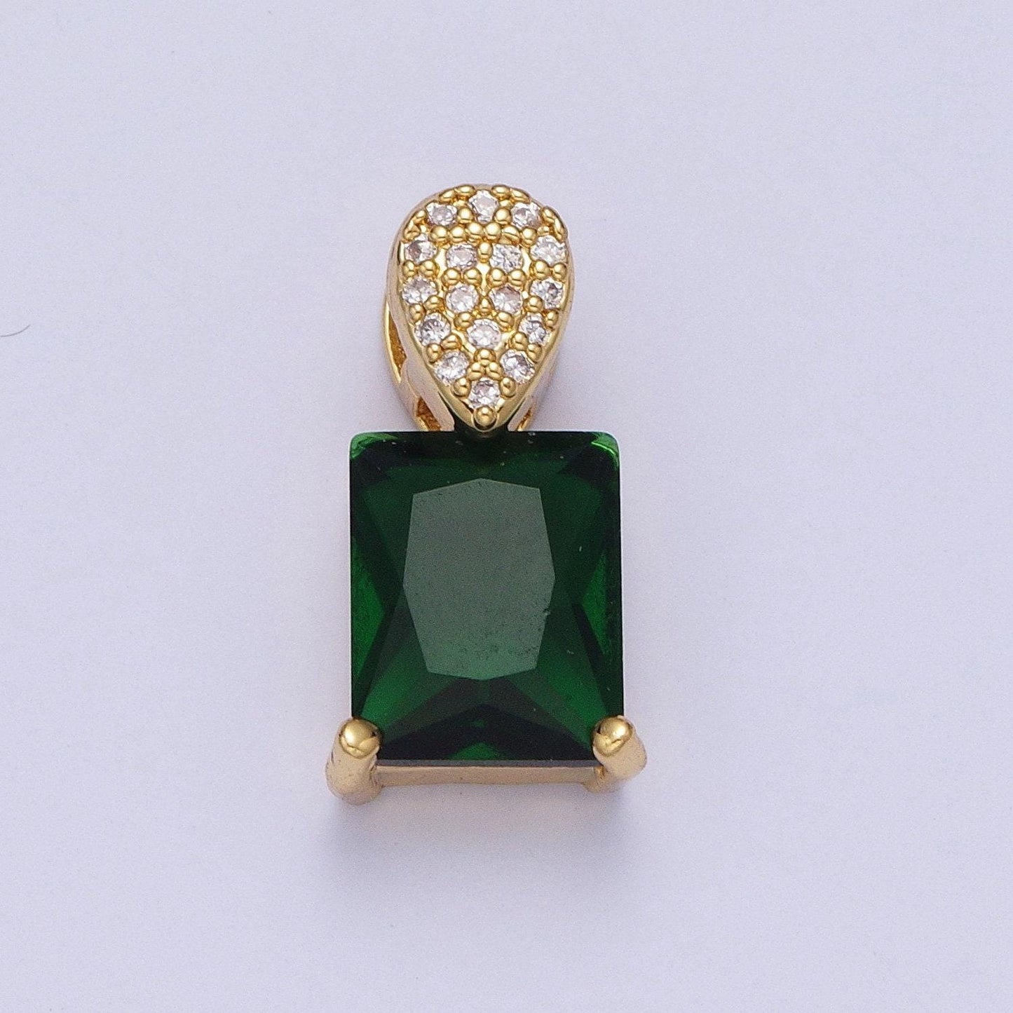 Rectangle emerald cut solitaire pendant necklace square cz diamond charm for bridal wedding necklace dainty necklace h-405